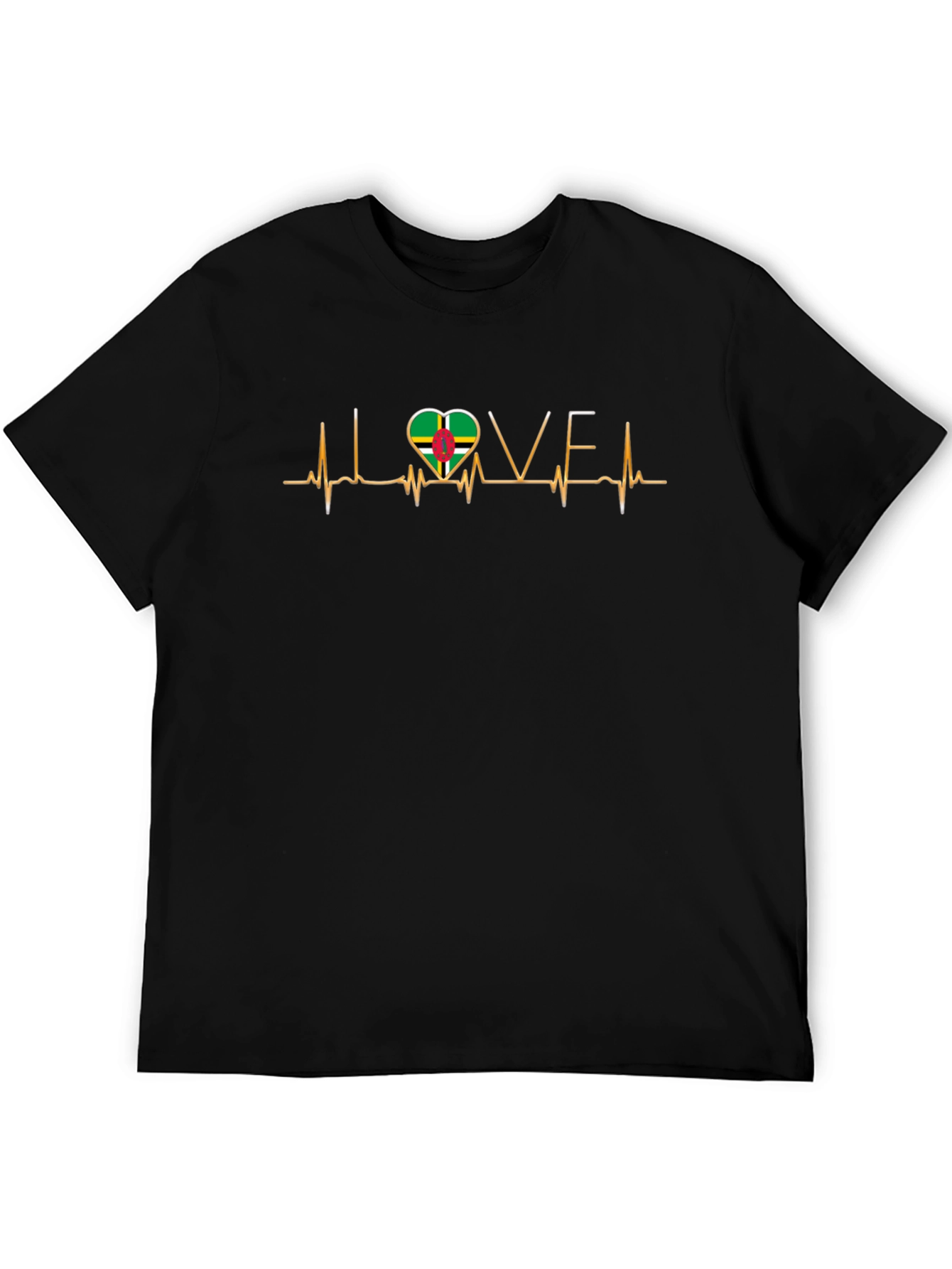 I Love Dominica T-Shirt Dominica Flag Heartbeat Tee