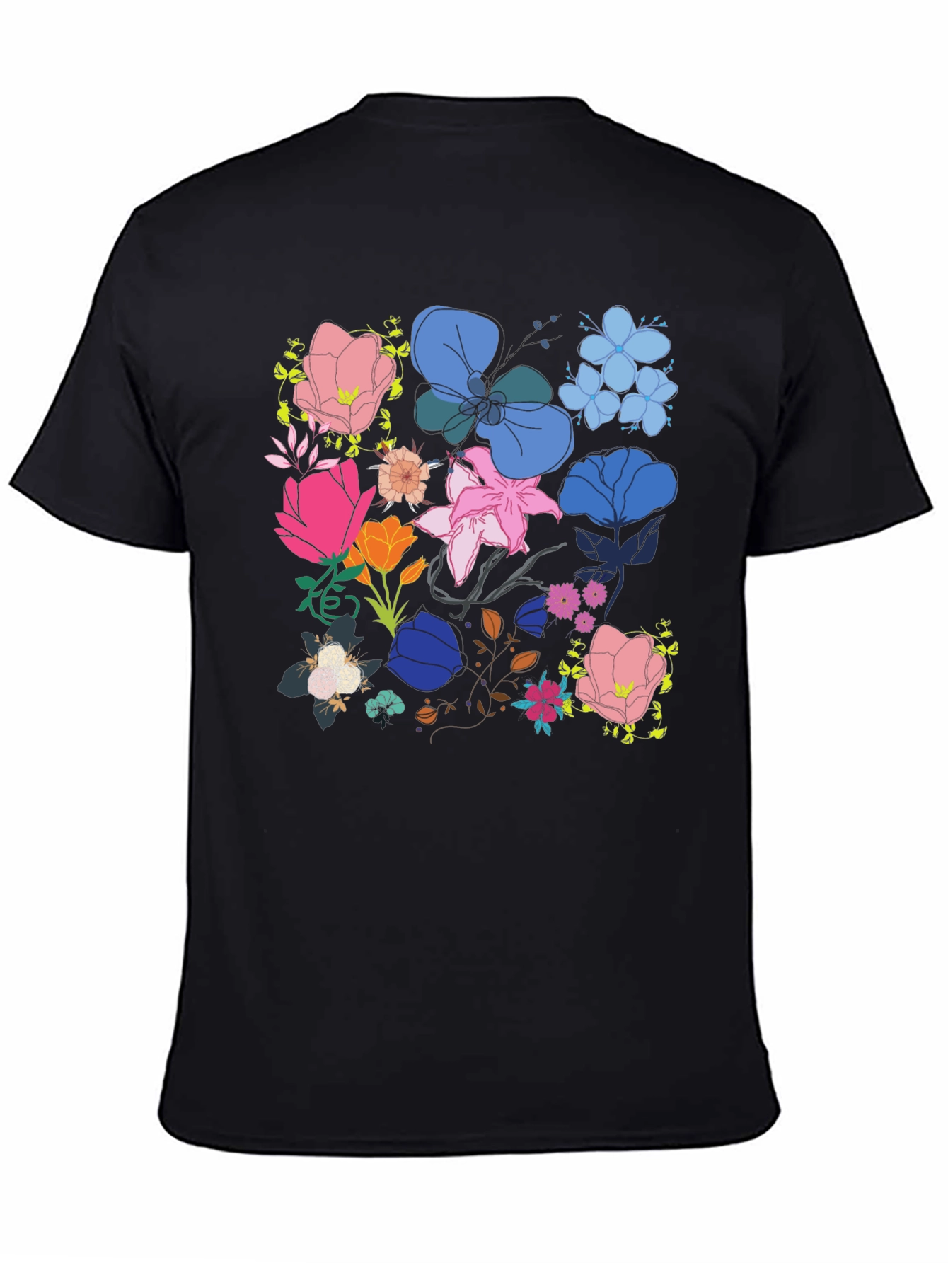 Floral Print Graphic Tee - Black