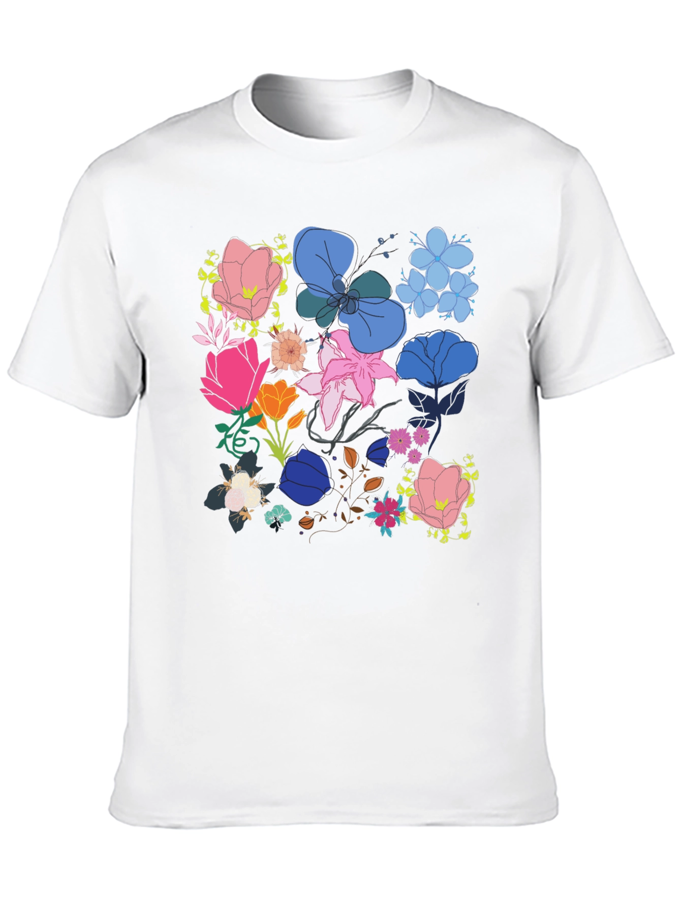 Floral Print Graphic Tee - Black