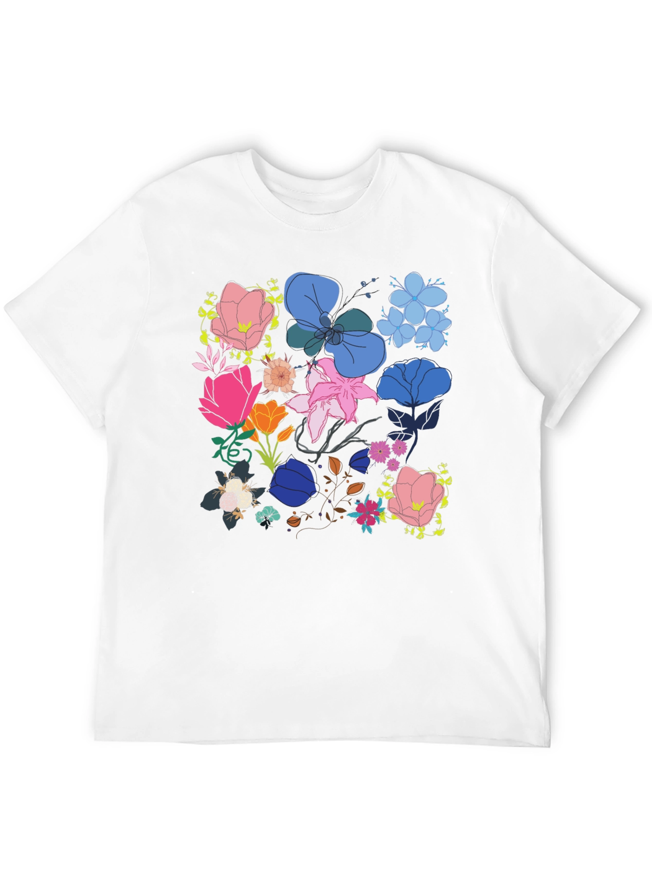 Floral Print Graphic Tee - Black
