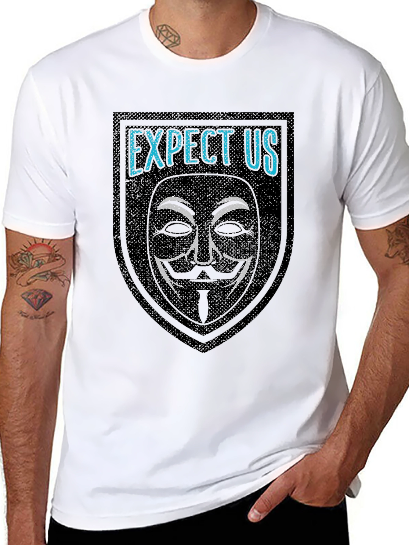 Expect Us Mask Graphic Black T-Shirt