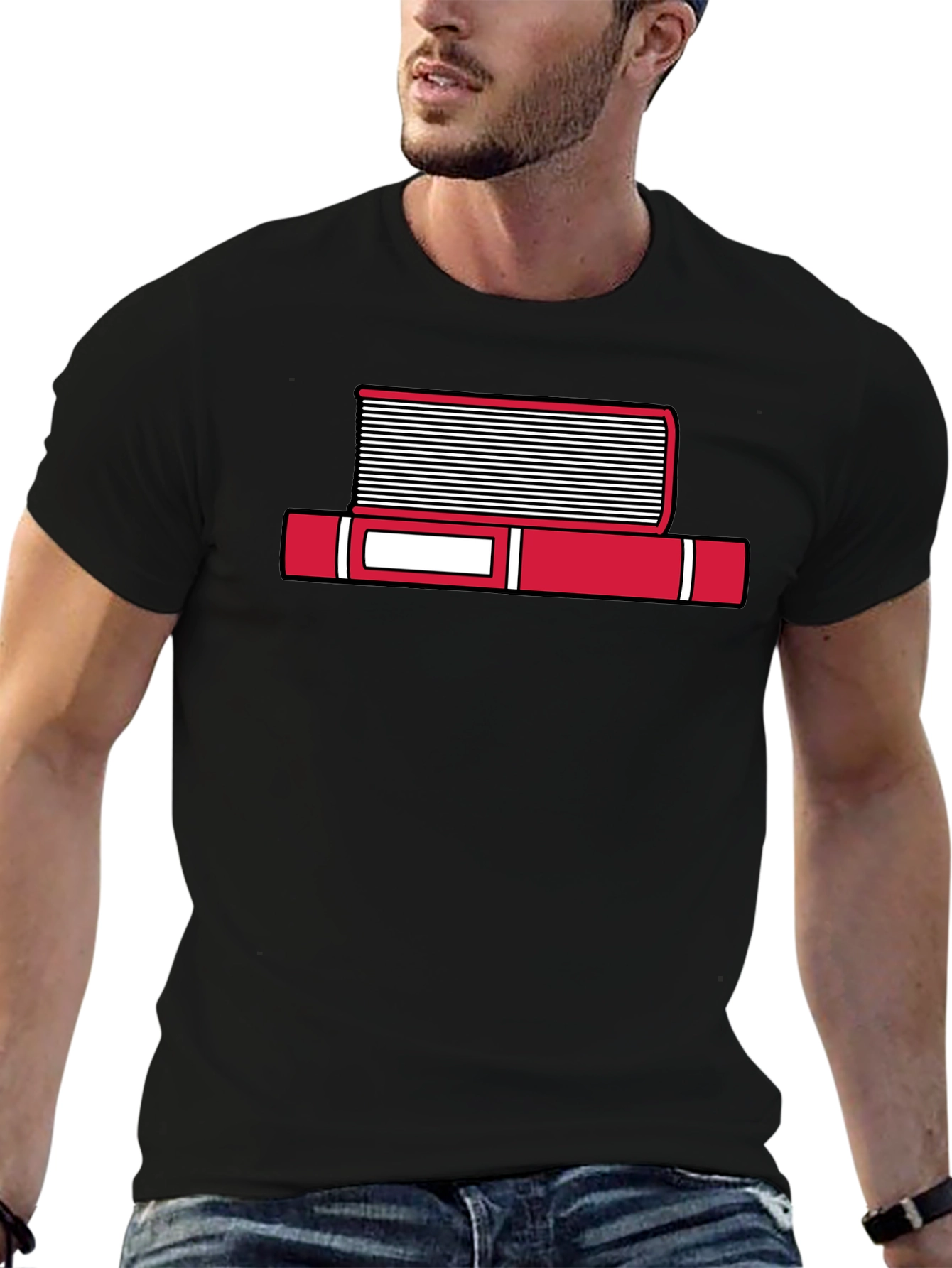Book Stack Graphic T-Shirt