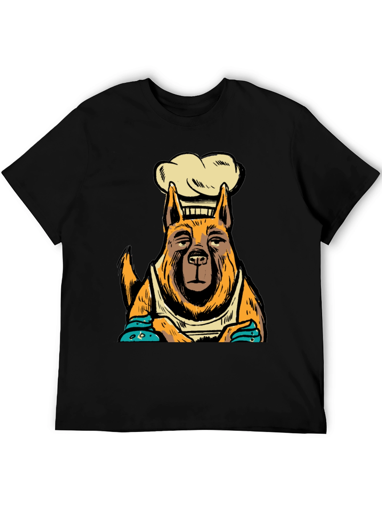 Chef Dog Graphic Tee - Black Cotton T-Shirt