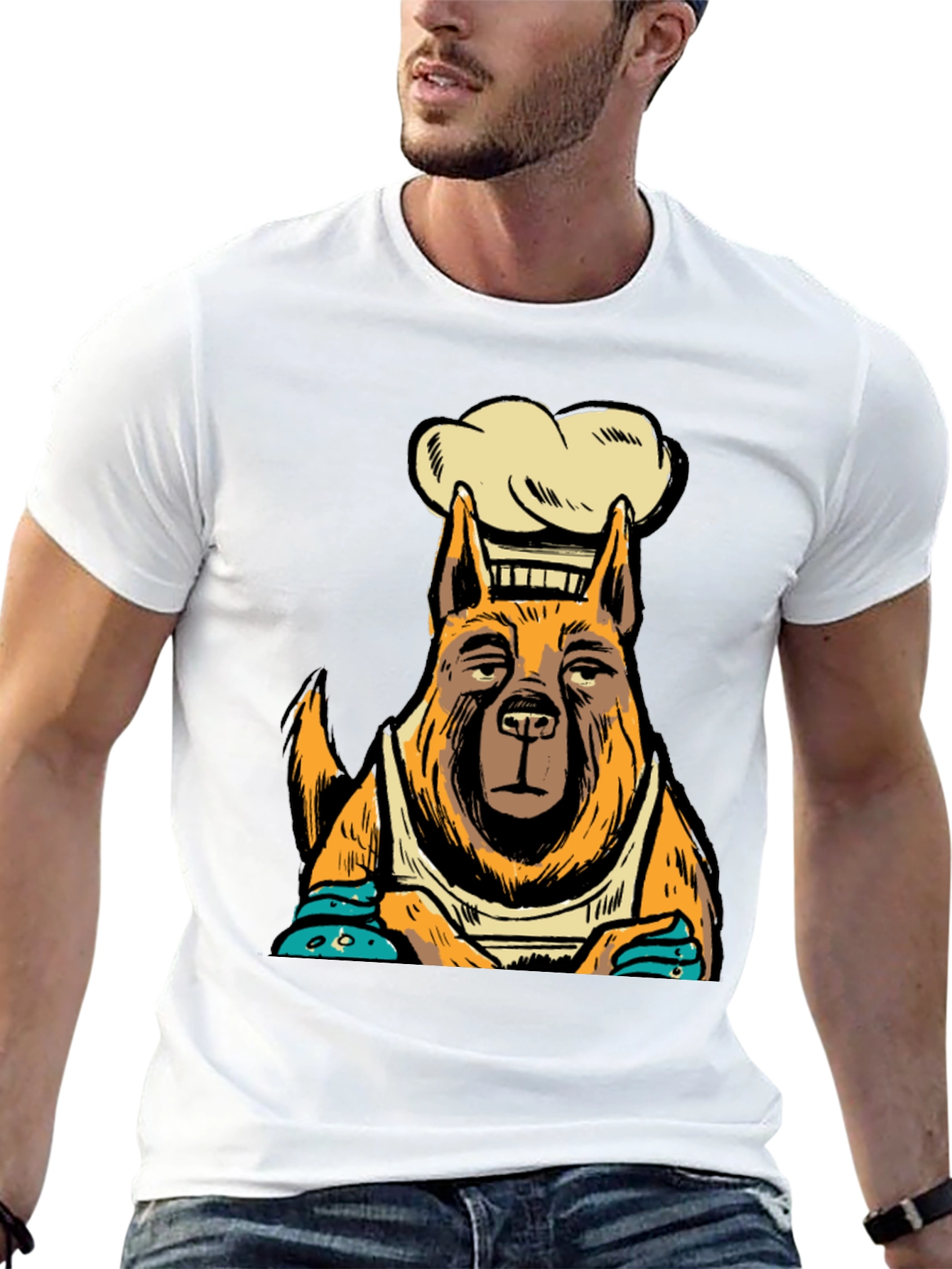 Chef Dog Graphic Tee - Black Cotton T-Shirt