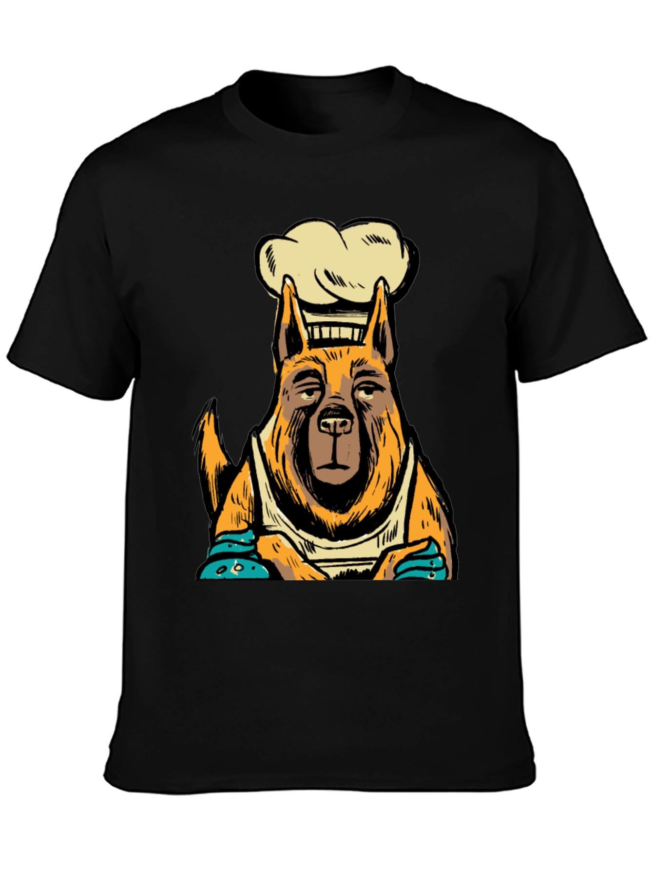 Chef Dog Graphic Tee - Black Cotton T-Shirt