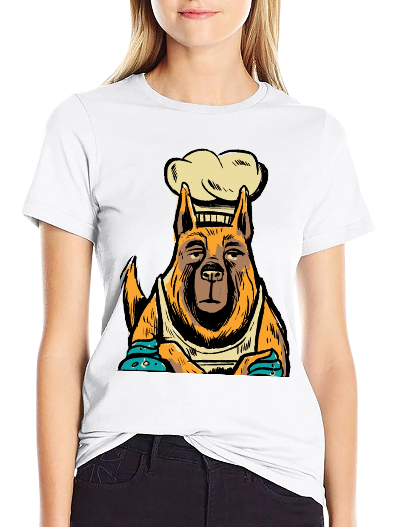 Chef Dog Graphic Tee - Black Cotton T-Shirt