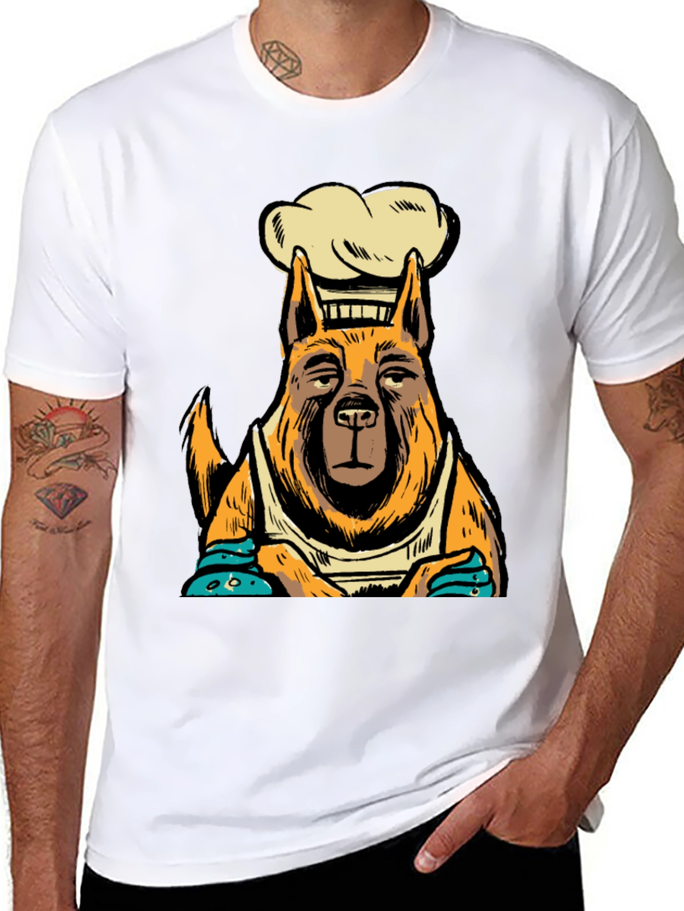 Chef Dog Graphic Tee - Black Cotton T-Shirt
