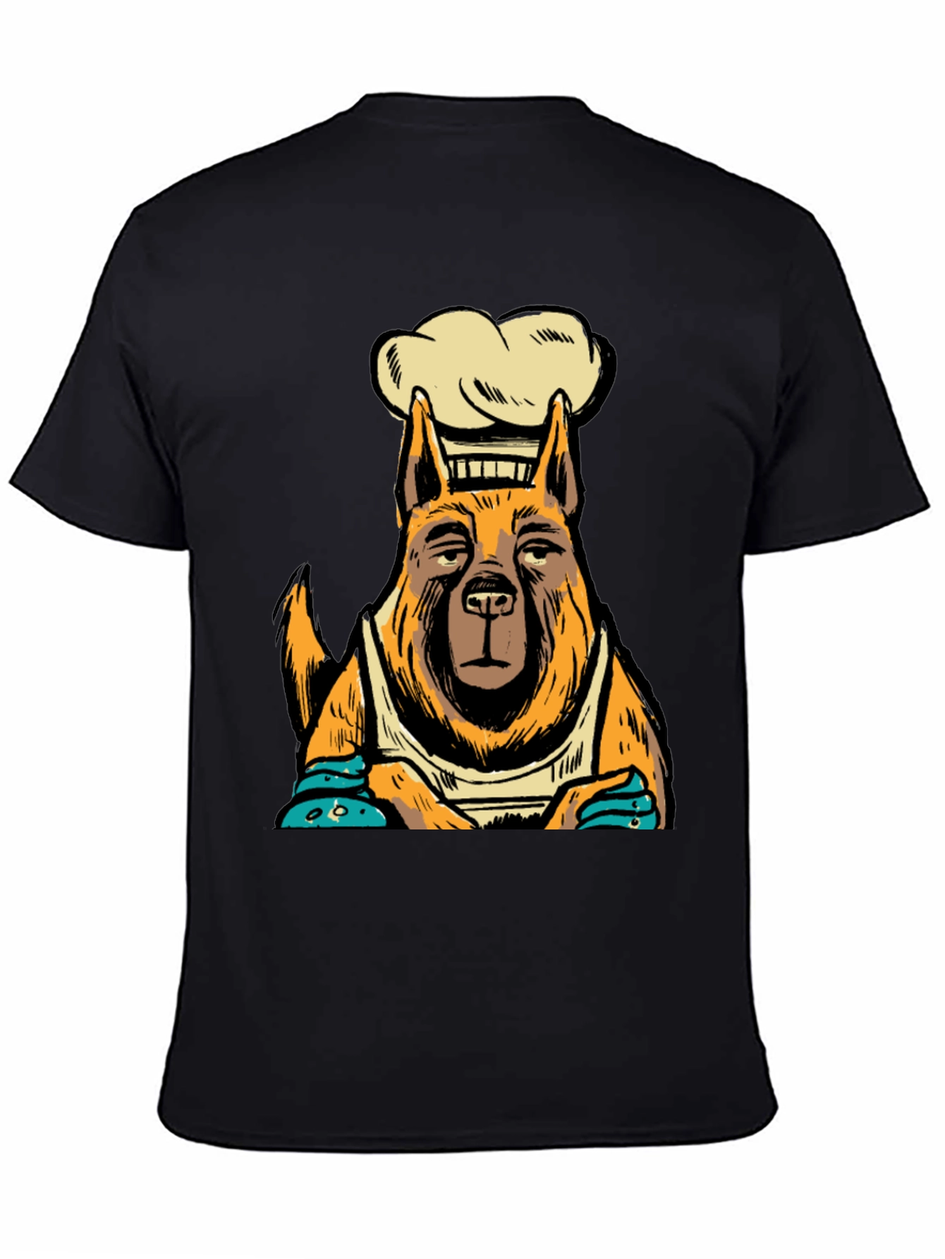 Chef Dog Graphic Tee - Black Cotton T-Shirt