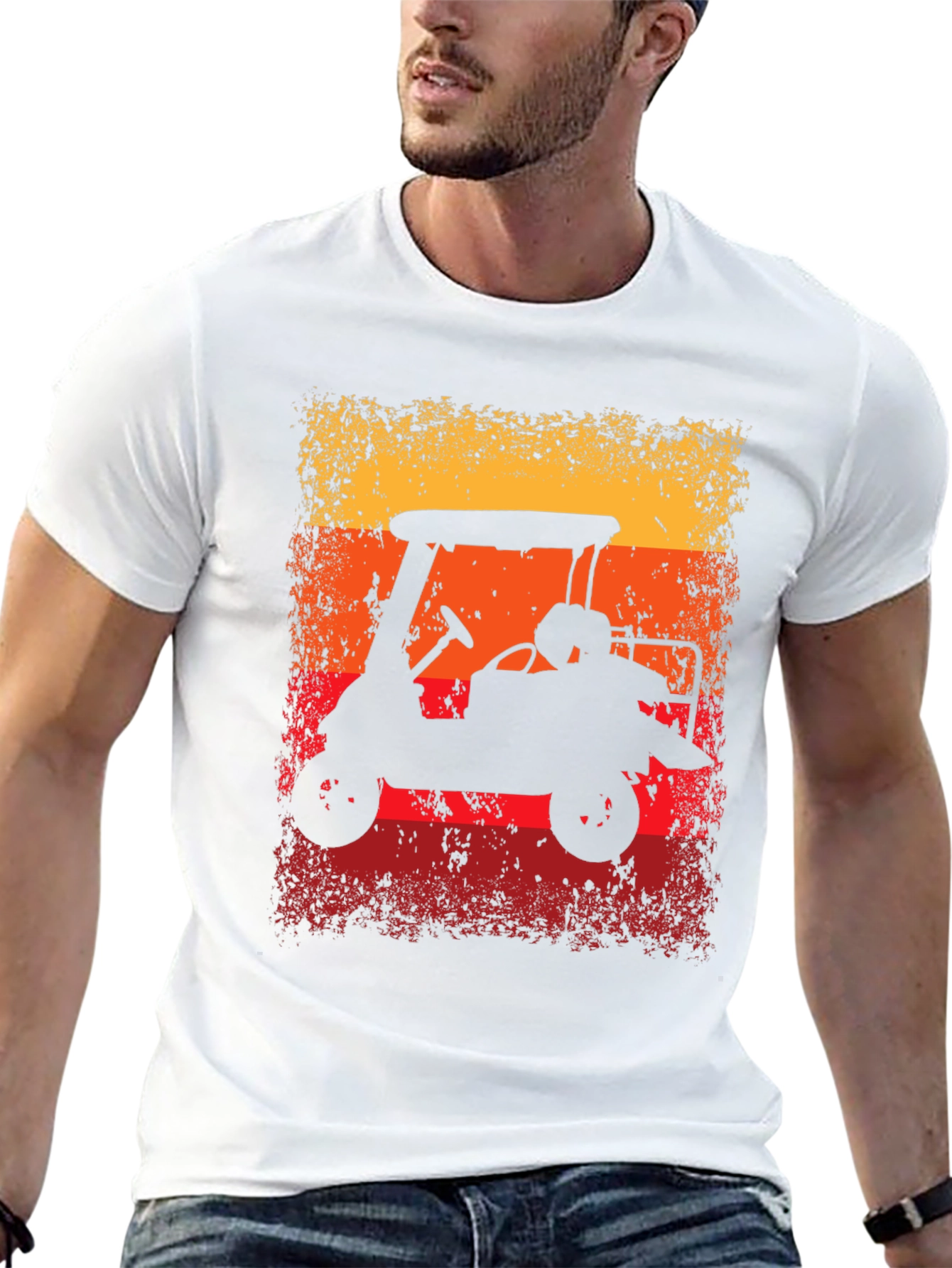 Retro Golf Cart Sunset Graphic Tee