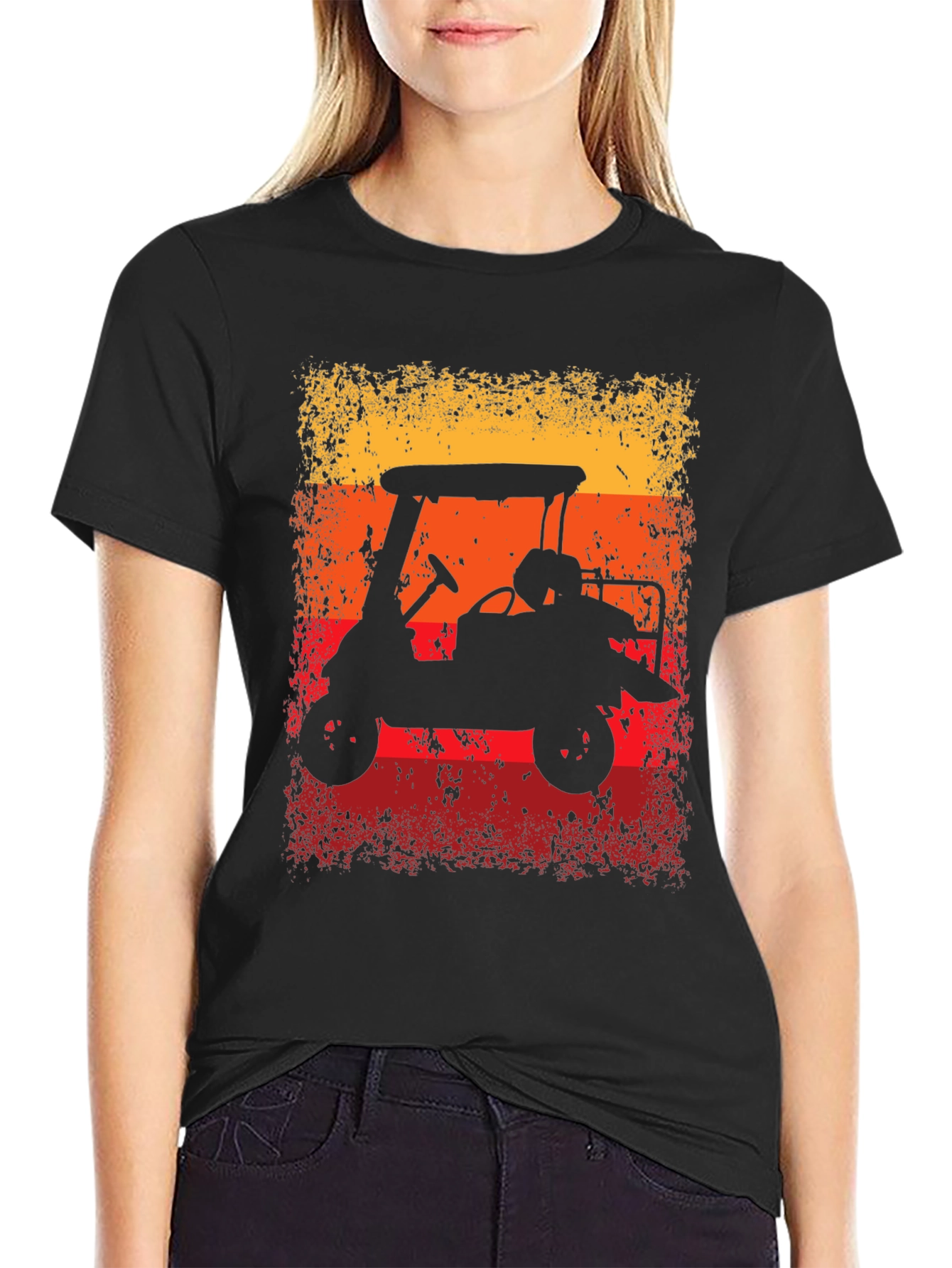 Retro Golf Cart Sunset Graphic Tee