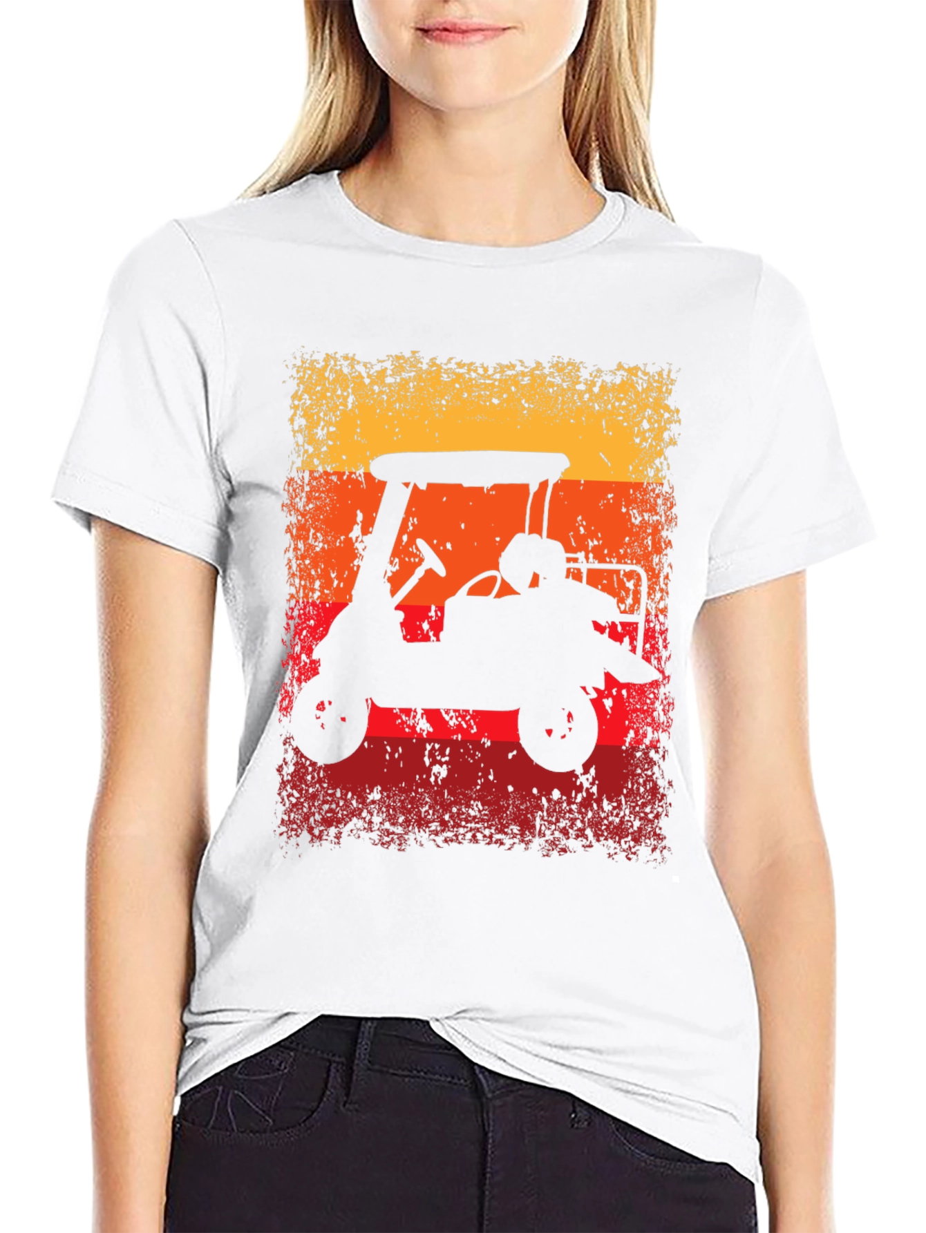 Retro Golf Cart Sunset Graphic Tee