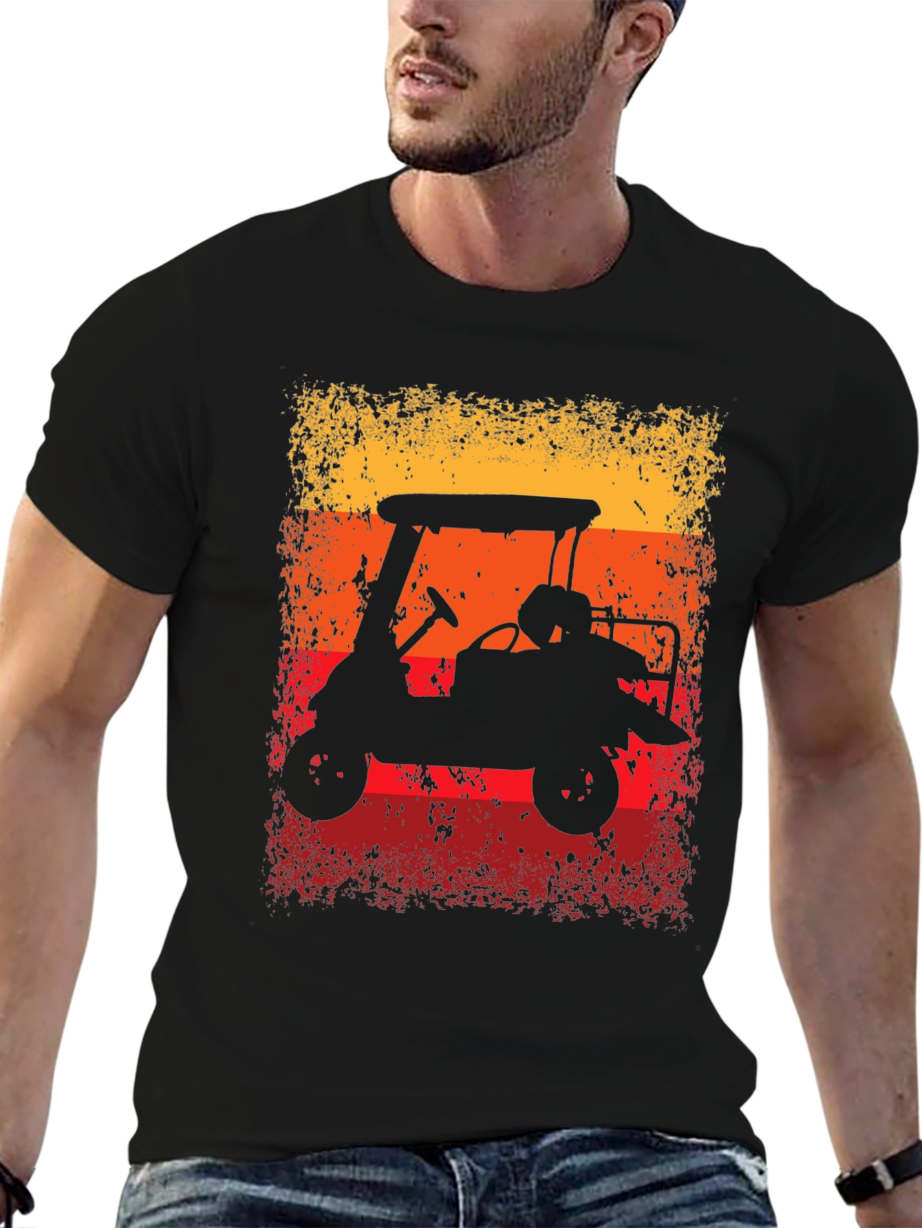 Retro Golf Cart Sunset Graphic Tee