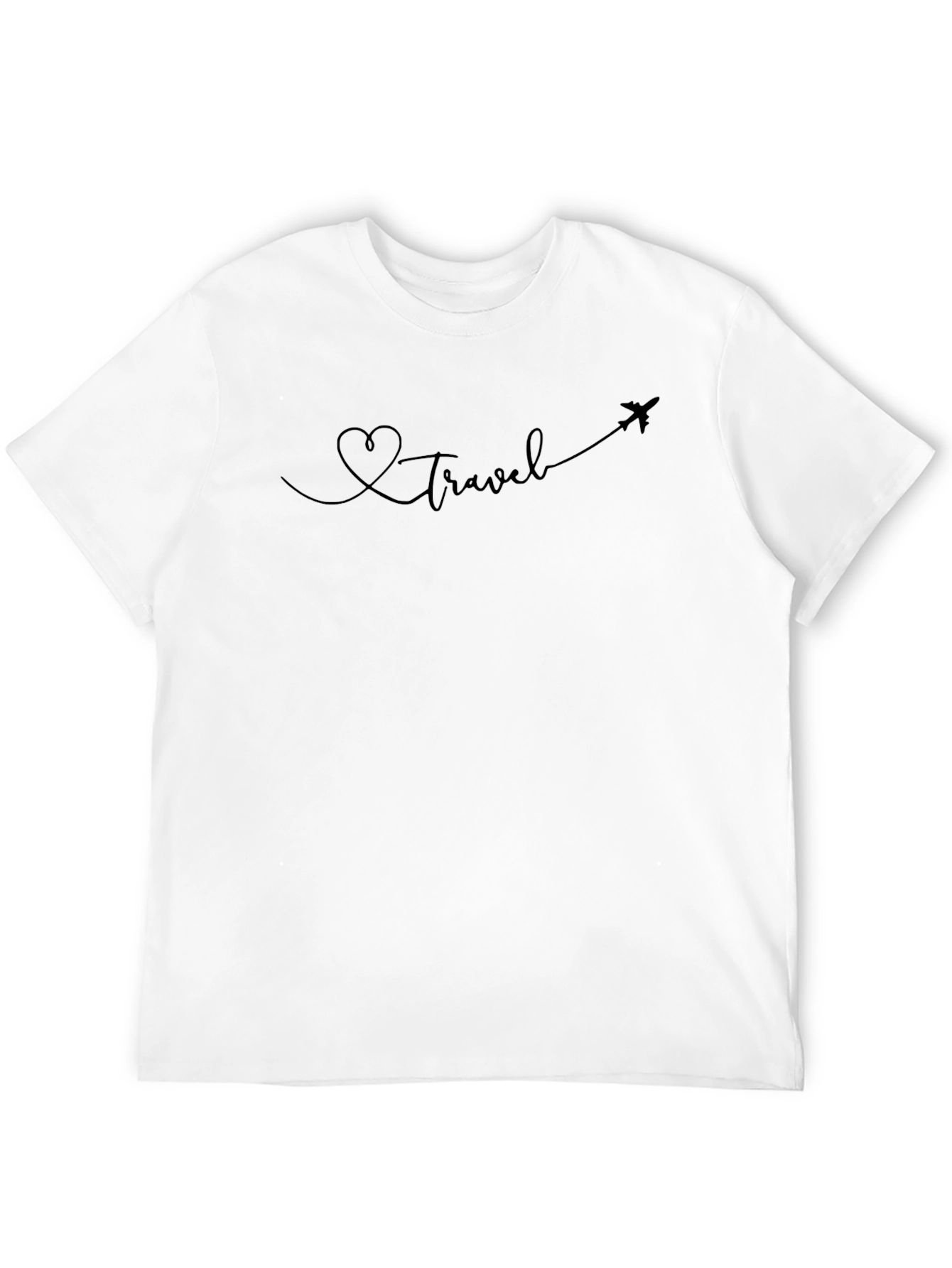 Heart Travel Plane Tee - Black Graphic T-Shirt