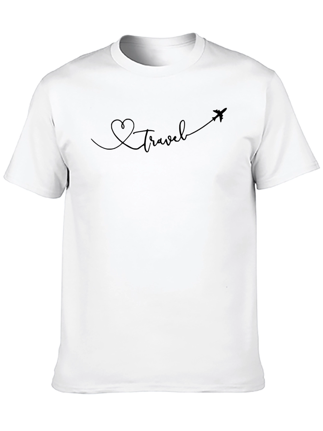 Heart Travel Plane Tee - Black Graphic T-Shirt