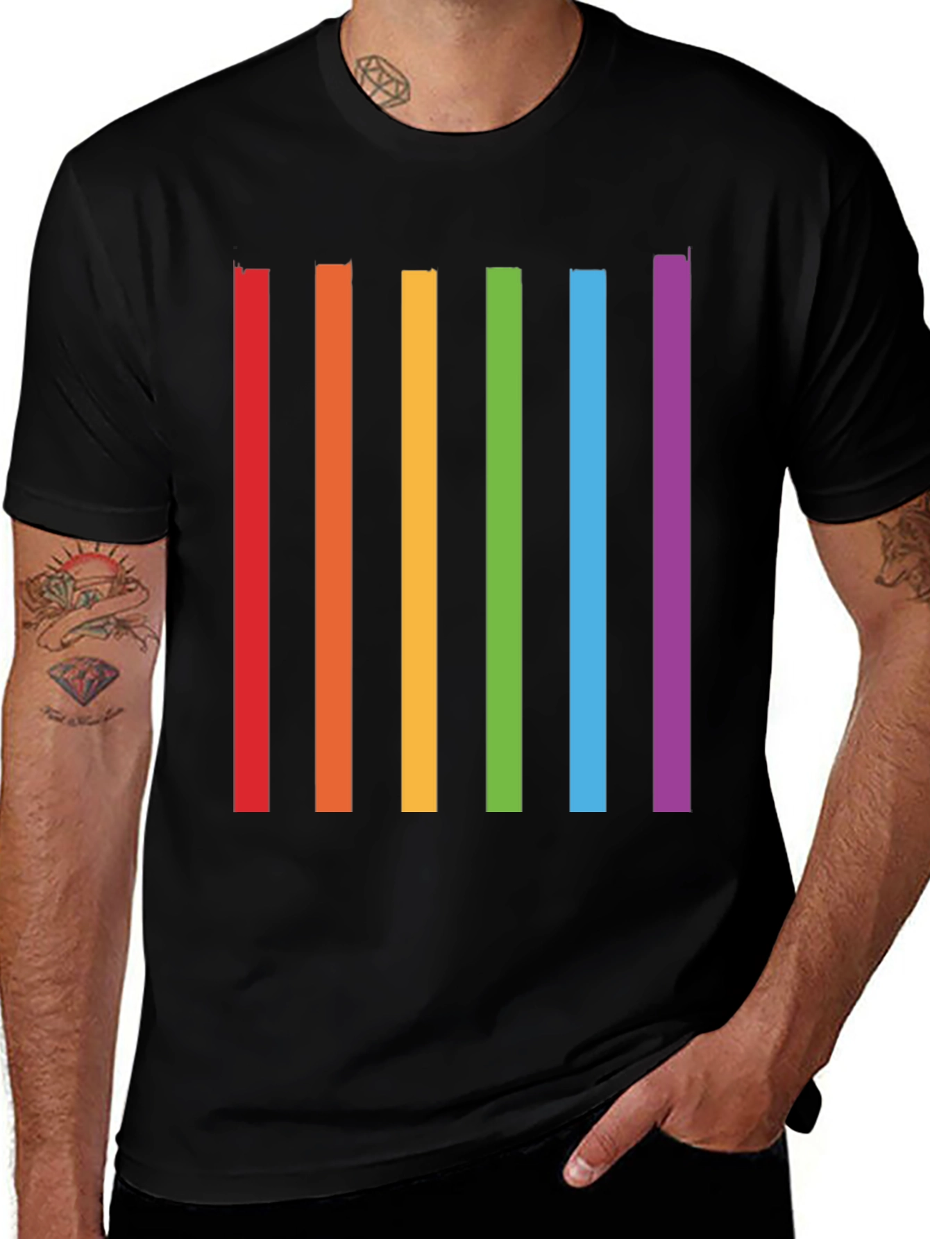 Rainbow Stripes Graphic T-Shirt
