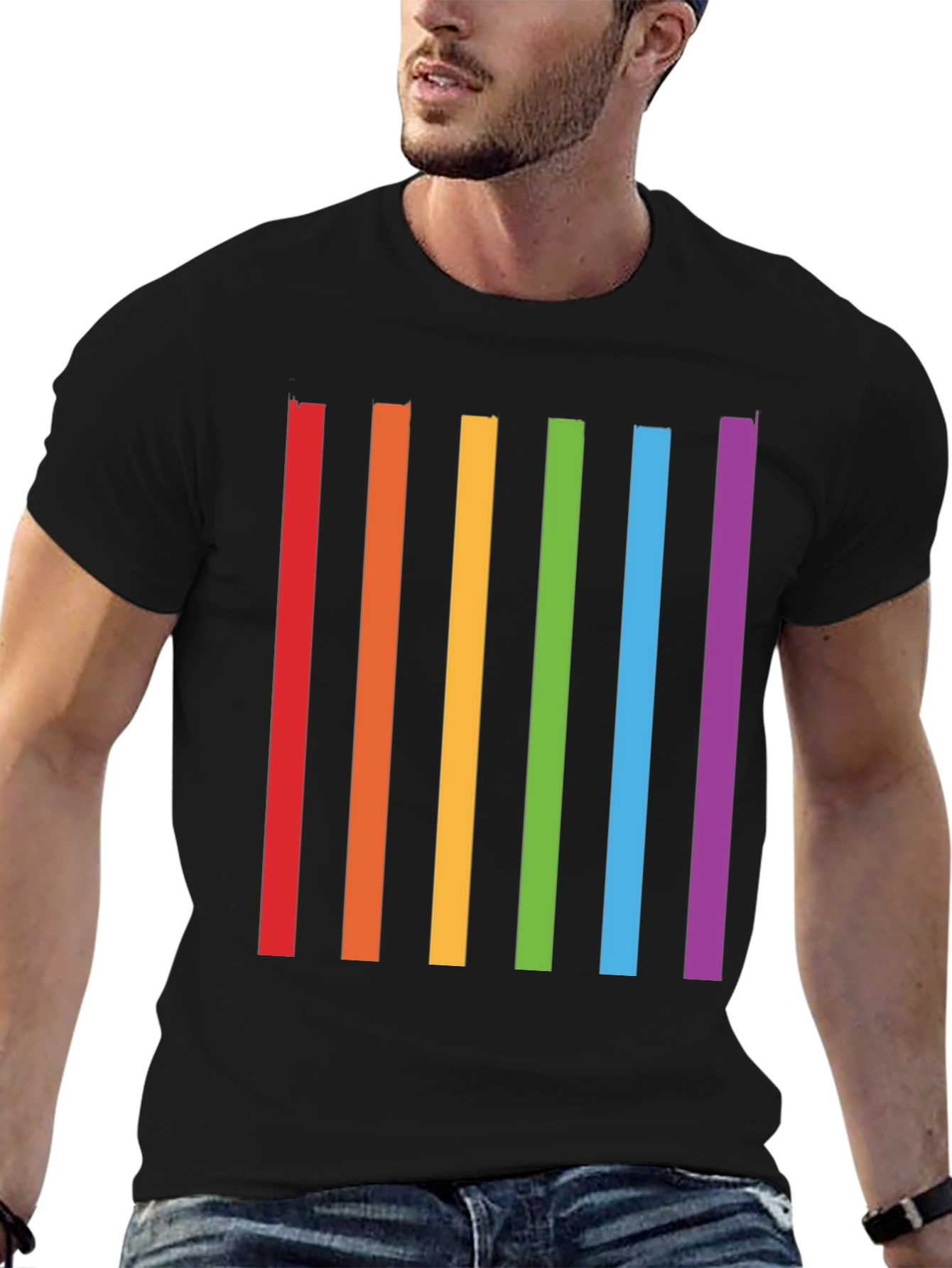 Rainbow Stripes Graphic T-Shirt