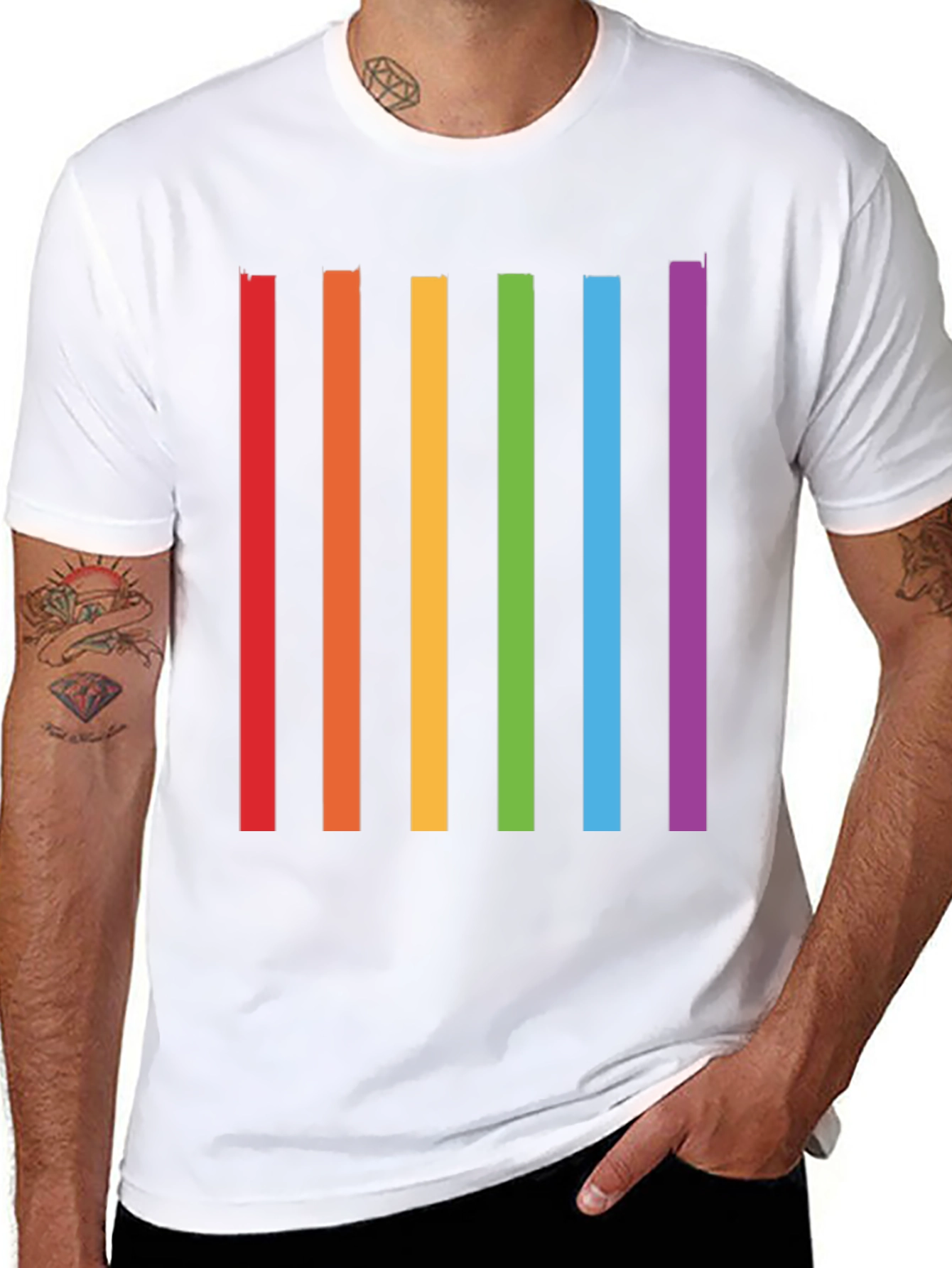 Rainbow Stripes Graphic T-Shirt