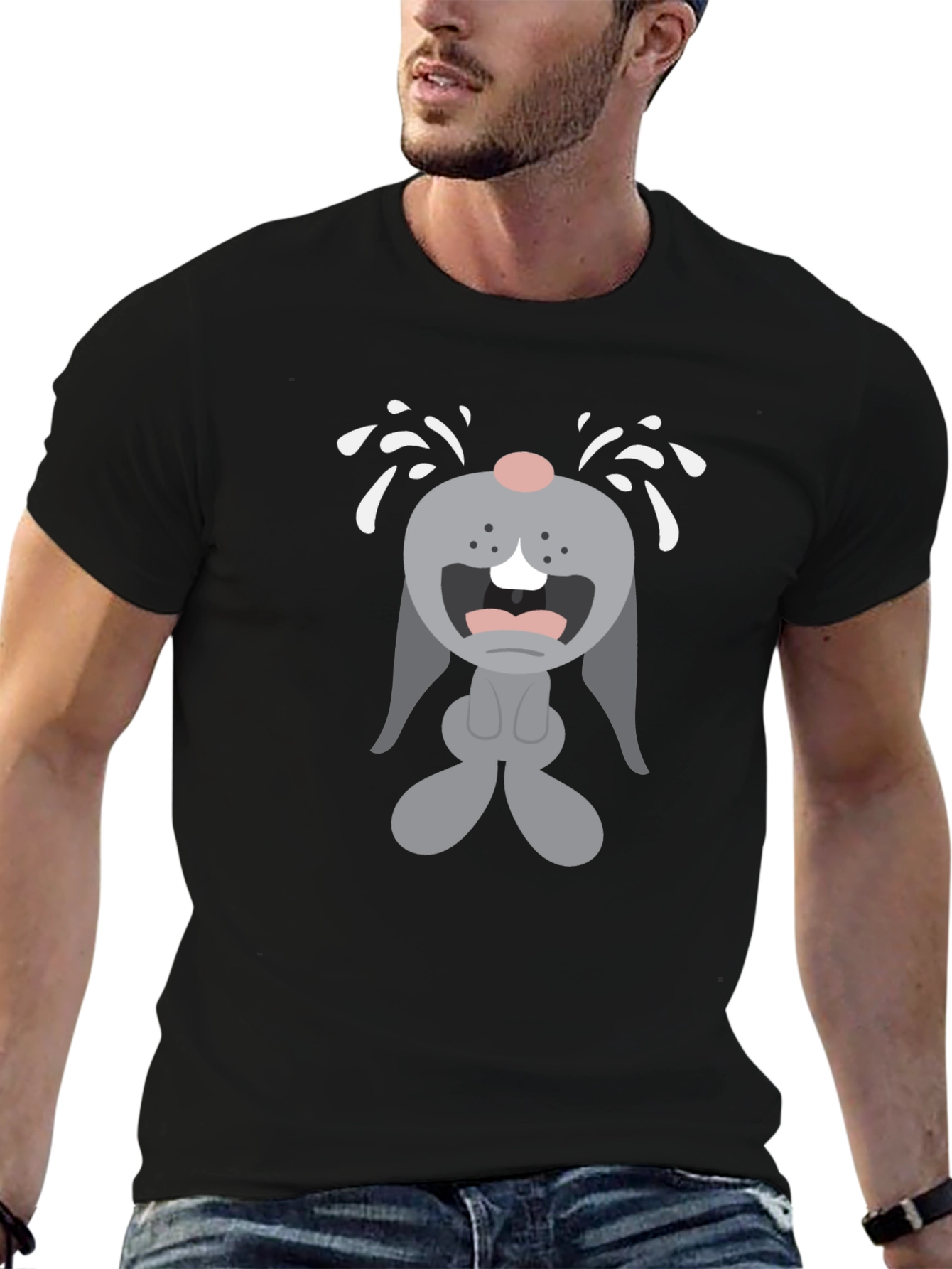 Crybaby Bunny Graphic Tee - Black Cotton T-Shirt