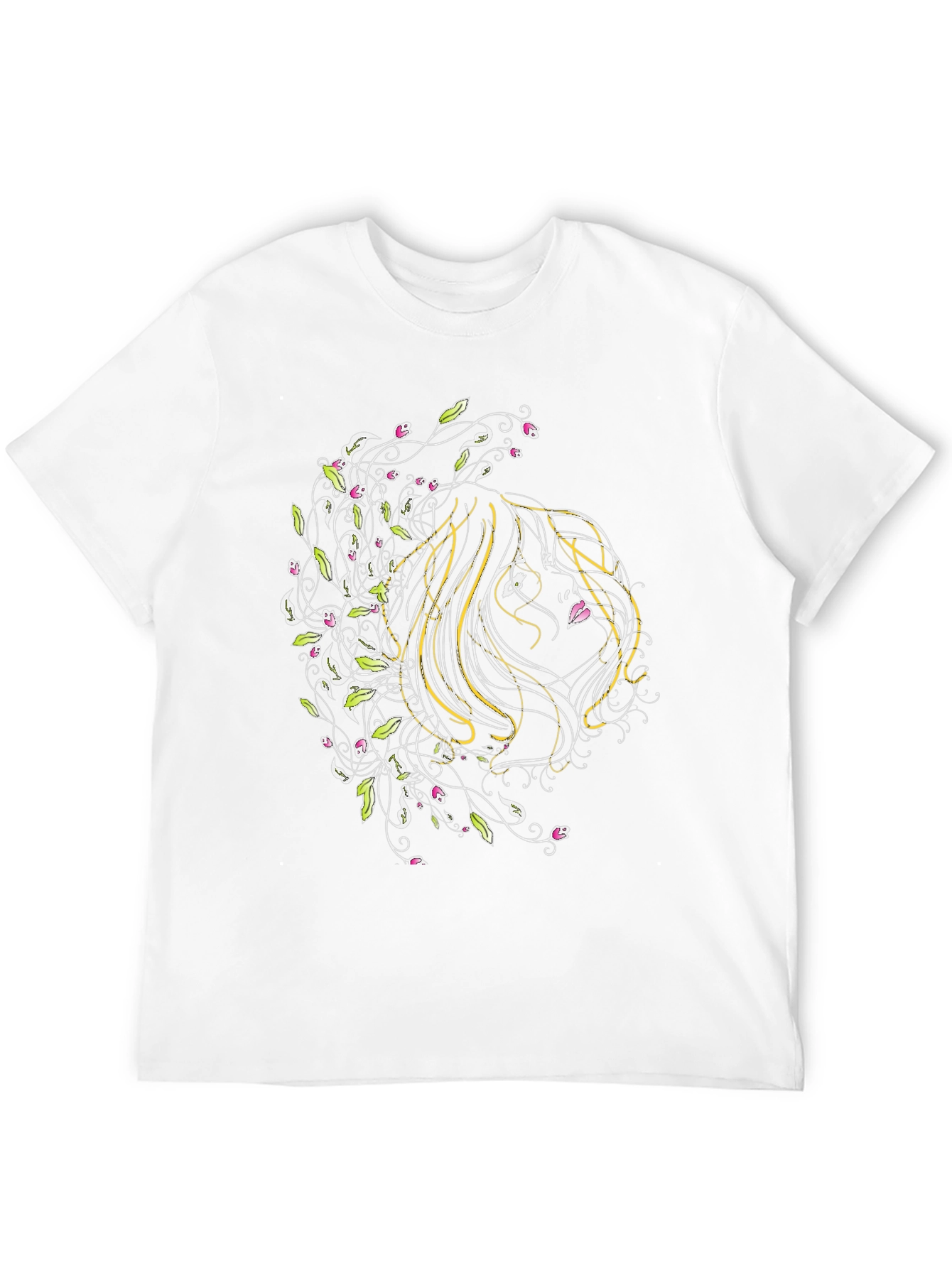 Floral Woman Graphic Black T-Shirt