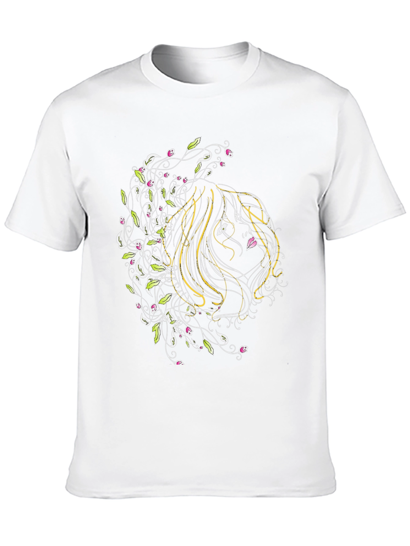 Floral Woman Graphic Black T-Shirt