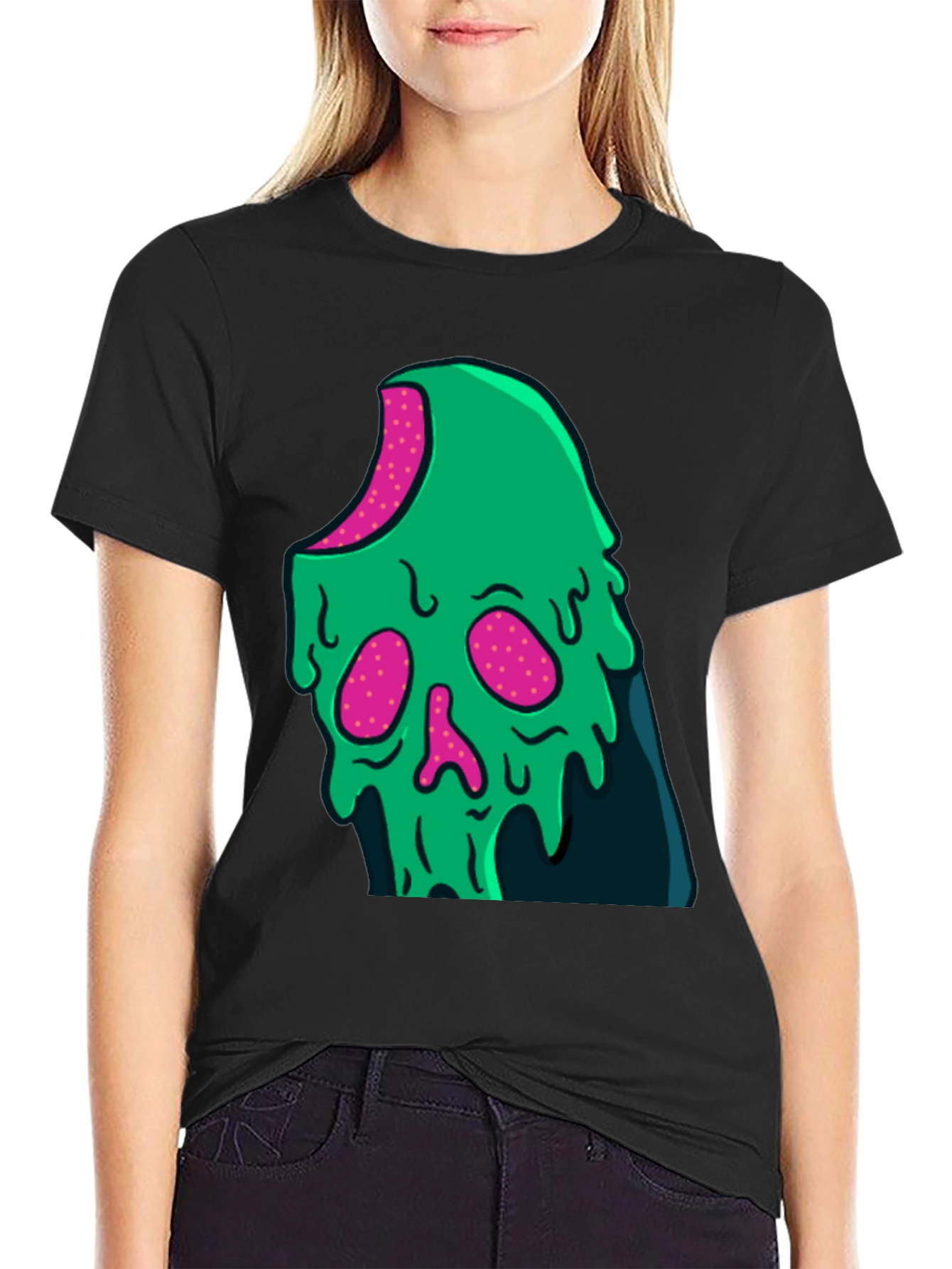 Green Slime Skull Graphic Tee - Cool Casual Style