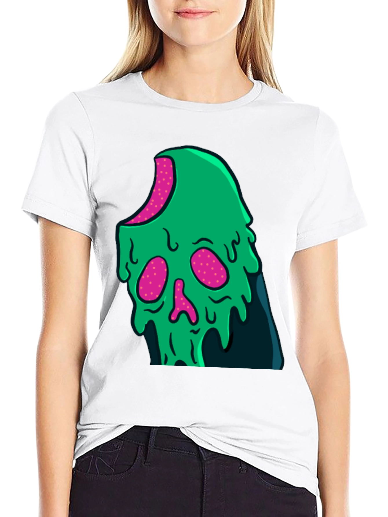 Green Slime Skull Graphic Tee - Cool Casual Style