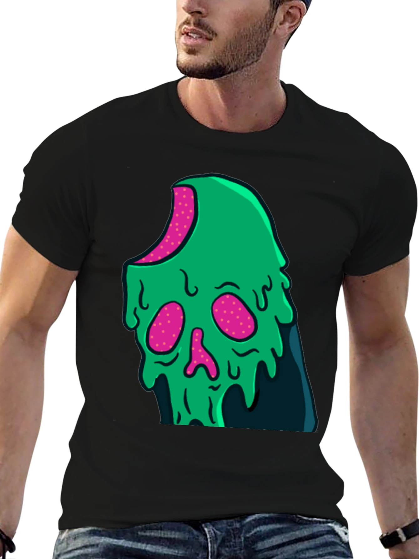 Green Slime Skull Graphic Tee - Cool Casual Style