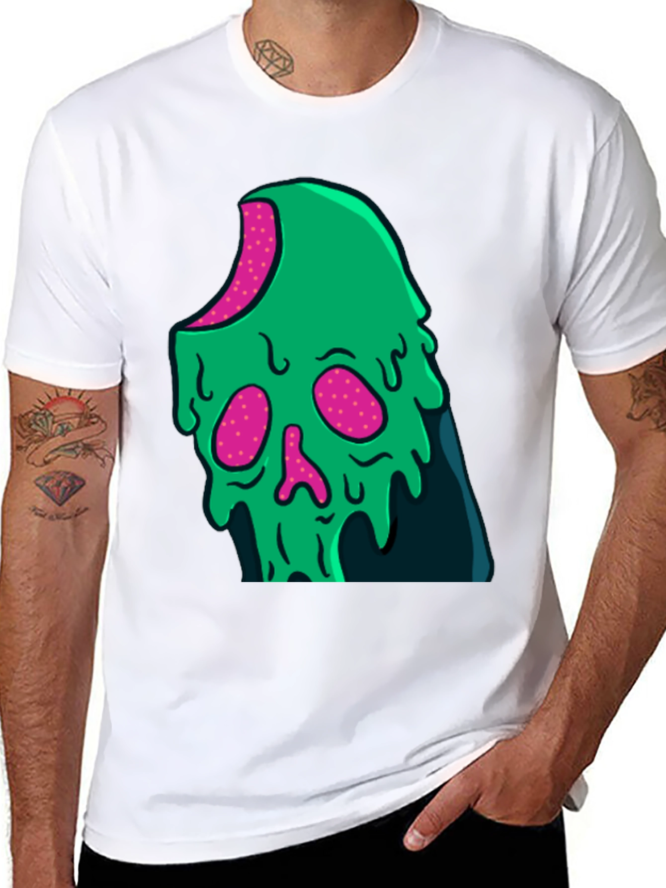 Green Slime Skull Graphic Tee - Cool Casual Style