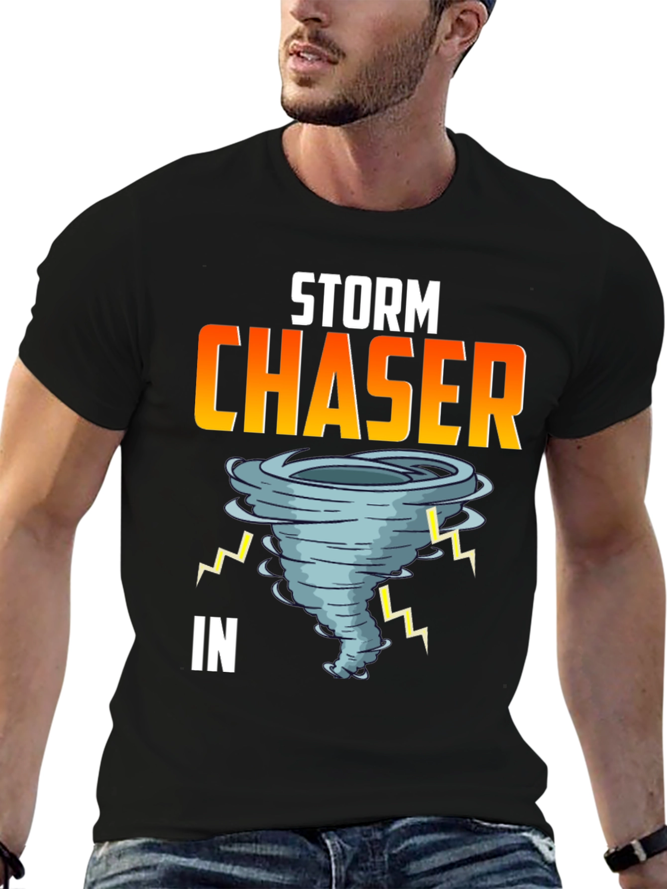 Storm Chaser Graphic Tee - Black Cotton T-Shirt