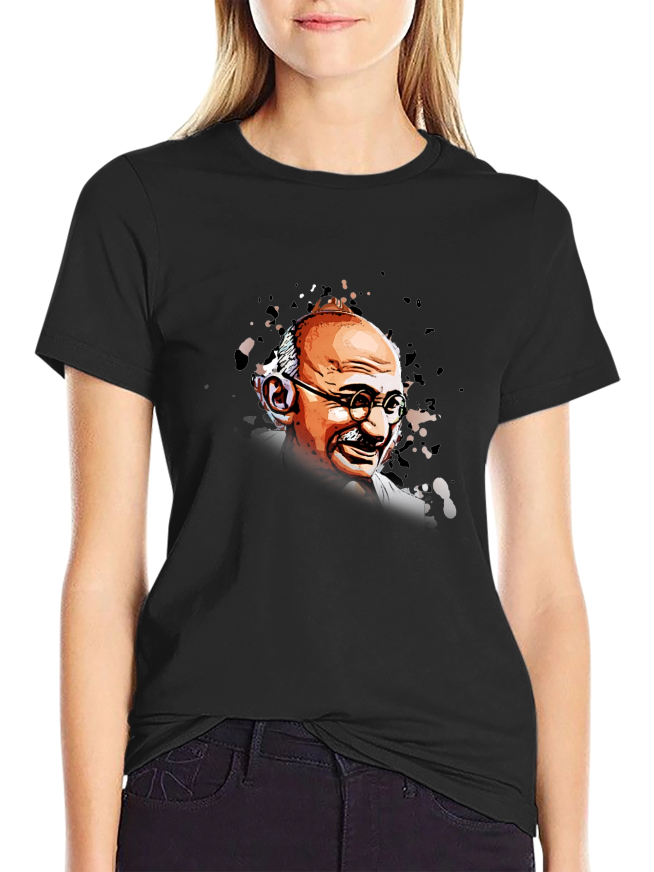 Gandhi Graphic Tee - Black Cotton T-Shirt