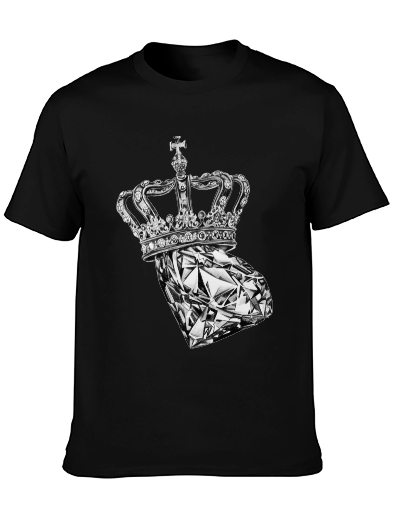 Crown Diamond Graphic Tee - Stylish Black T-Shirt