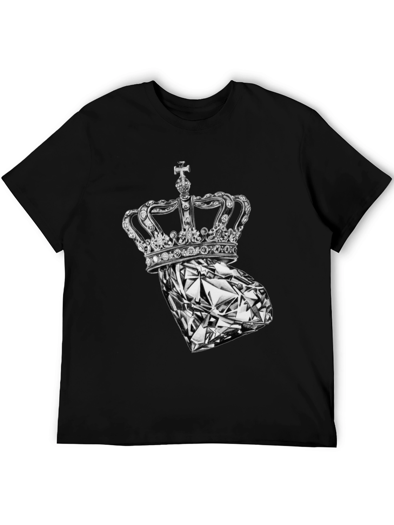 Crown Diamond Graphic Tee - Stylish Black T-Shirt