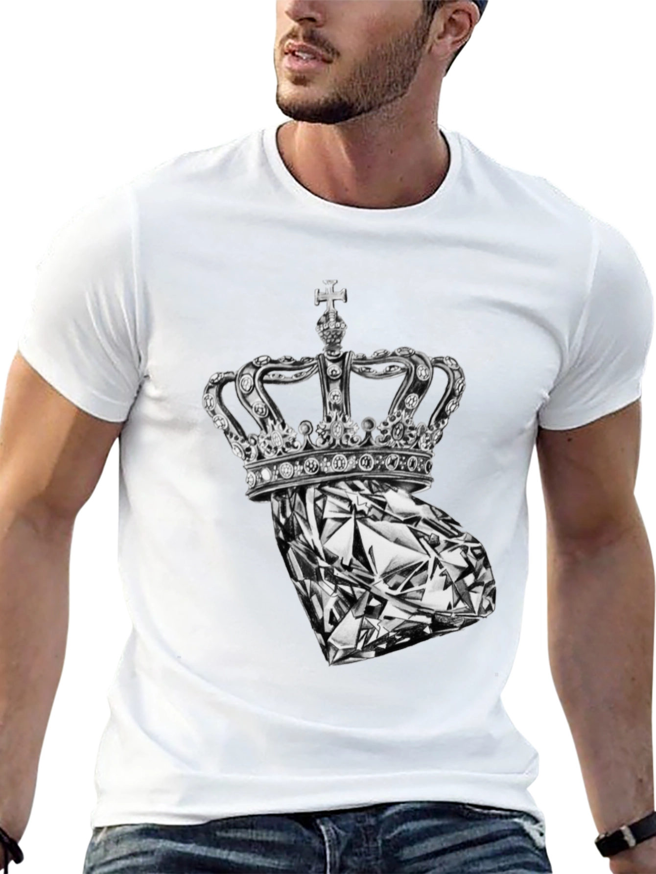 Crown Diamond Graphic Tee - Stylish Black T-Shirt