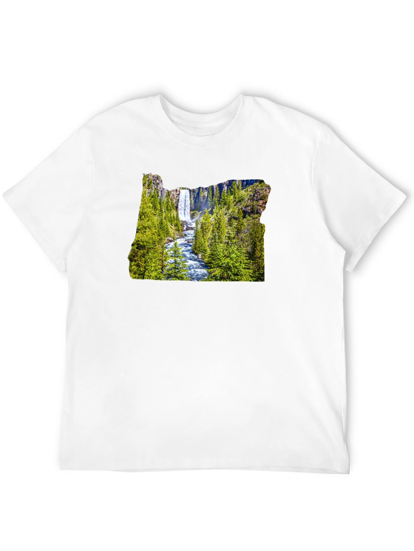 Oregon Waterfall Graphic Tee - Black Casual Shirt