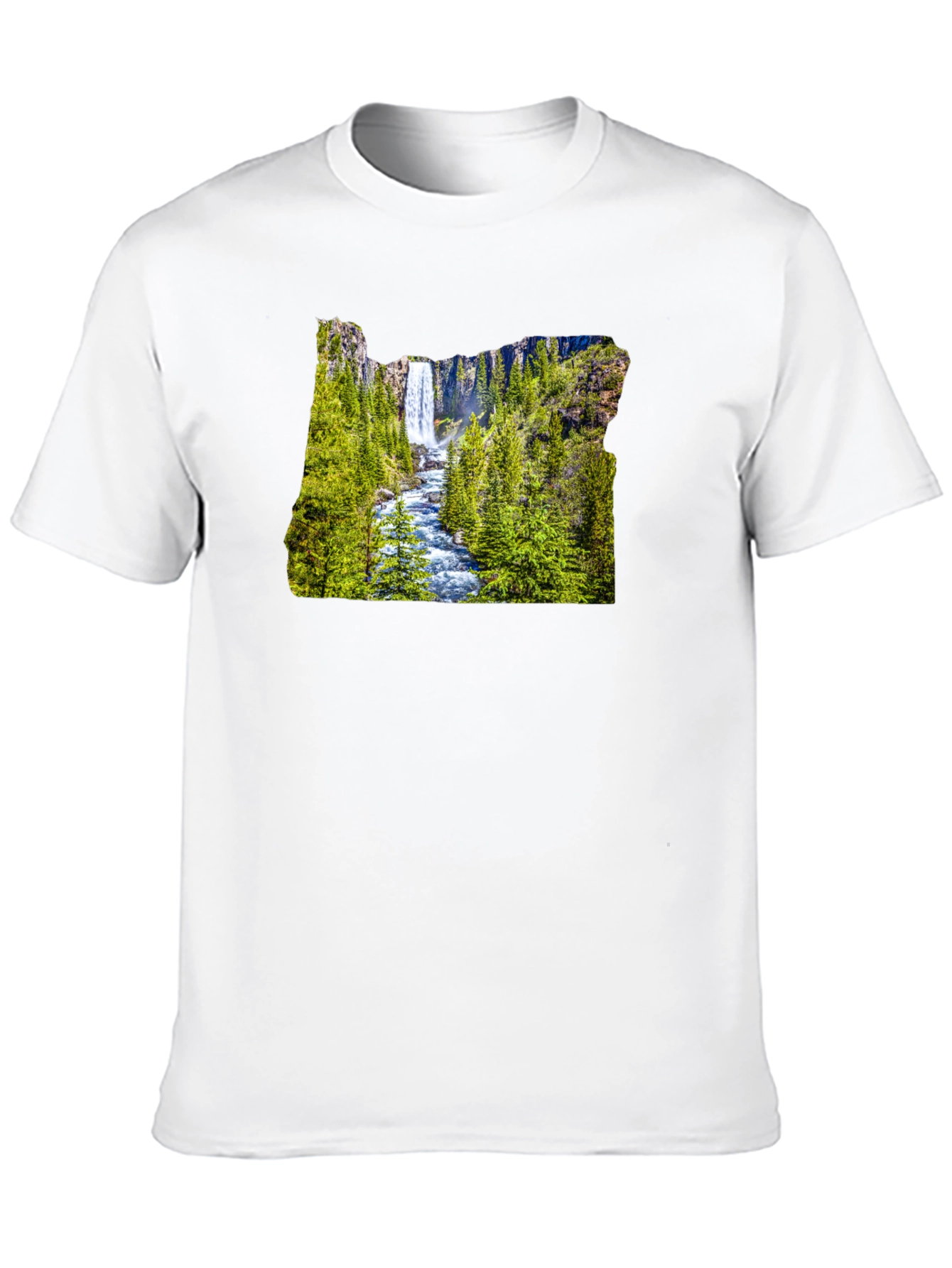 Oregon Waterfall Graphic Tee - Black Casual Shirt