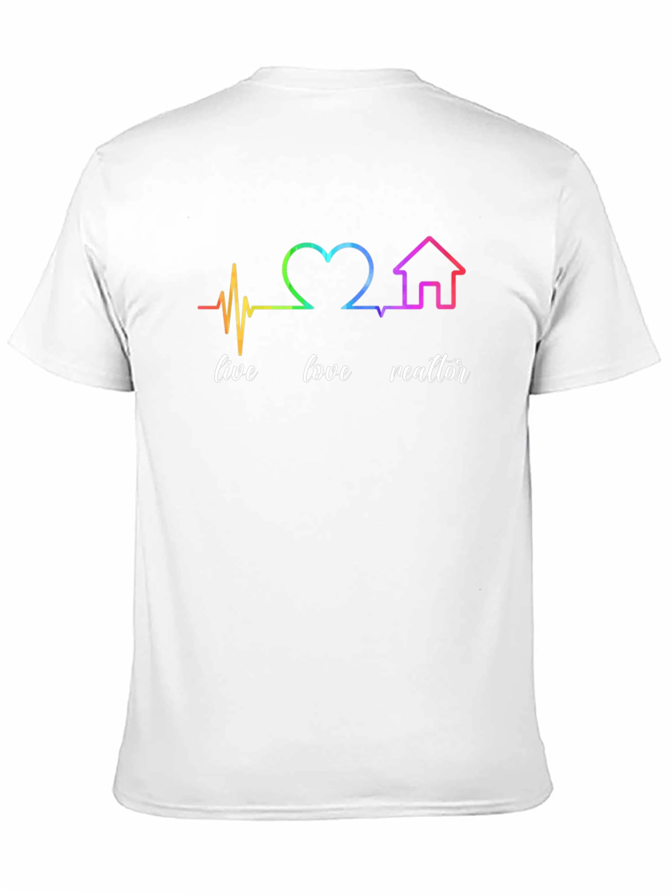 Live Love Realtor Rainbow Heartbeat Graphic T-Shirt