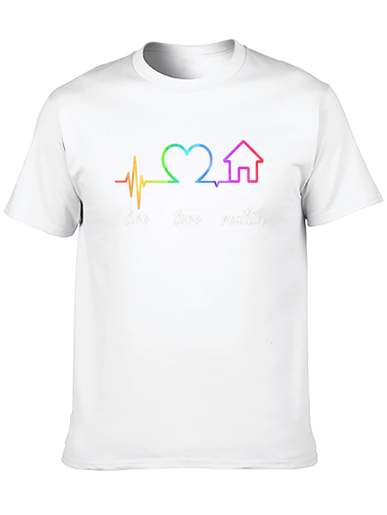 Live Love Realtor Rainbow Heartbeat Graphic T-Shirt