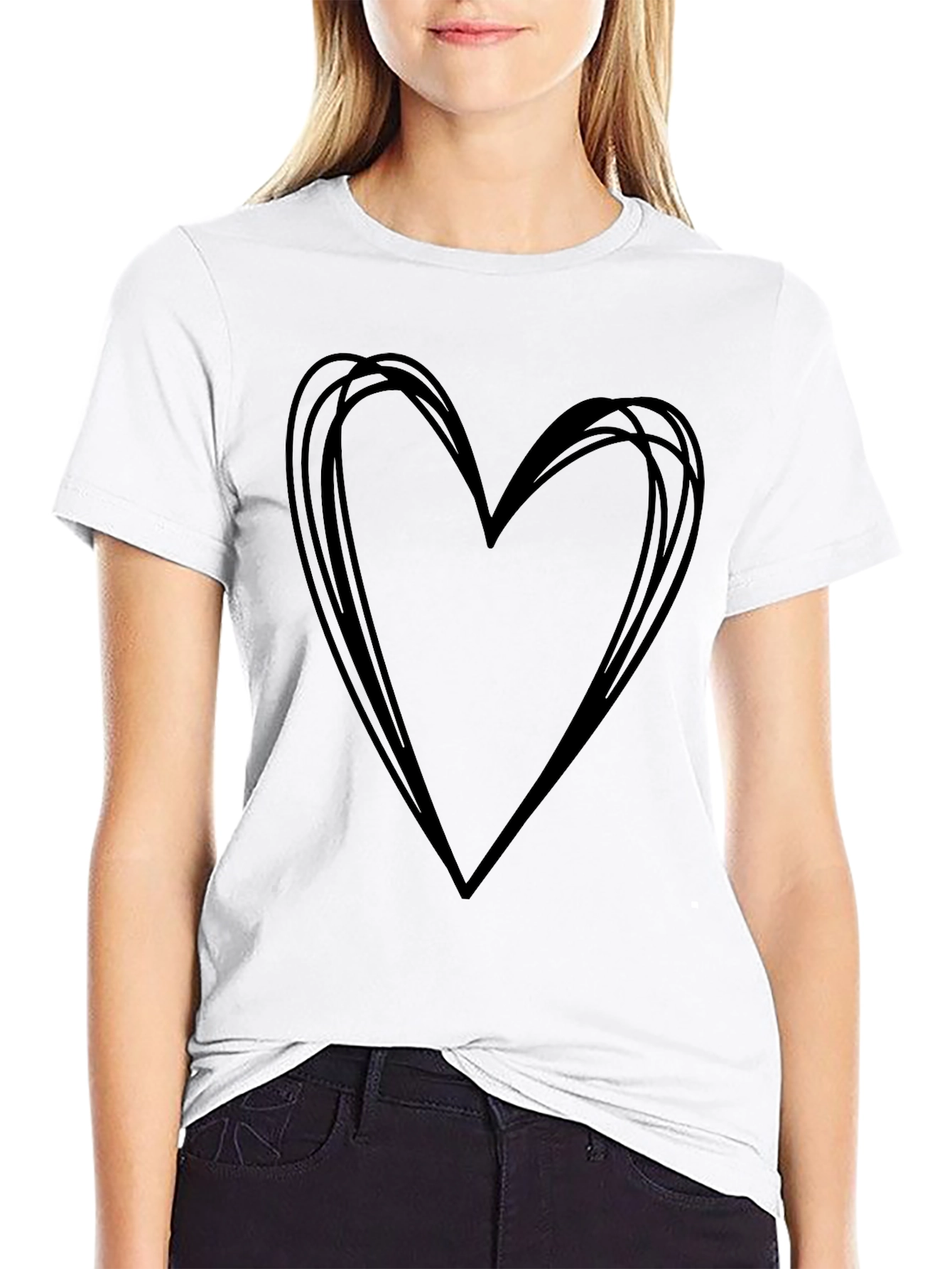 Heart Scribble Graphic Tee - Stylish Casual Top