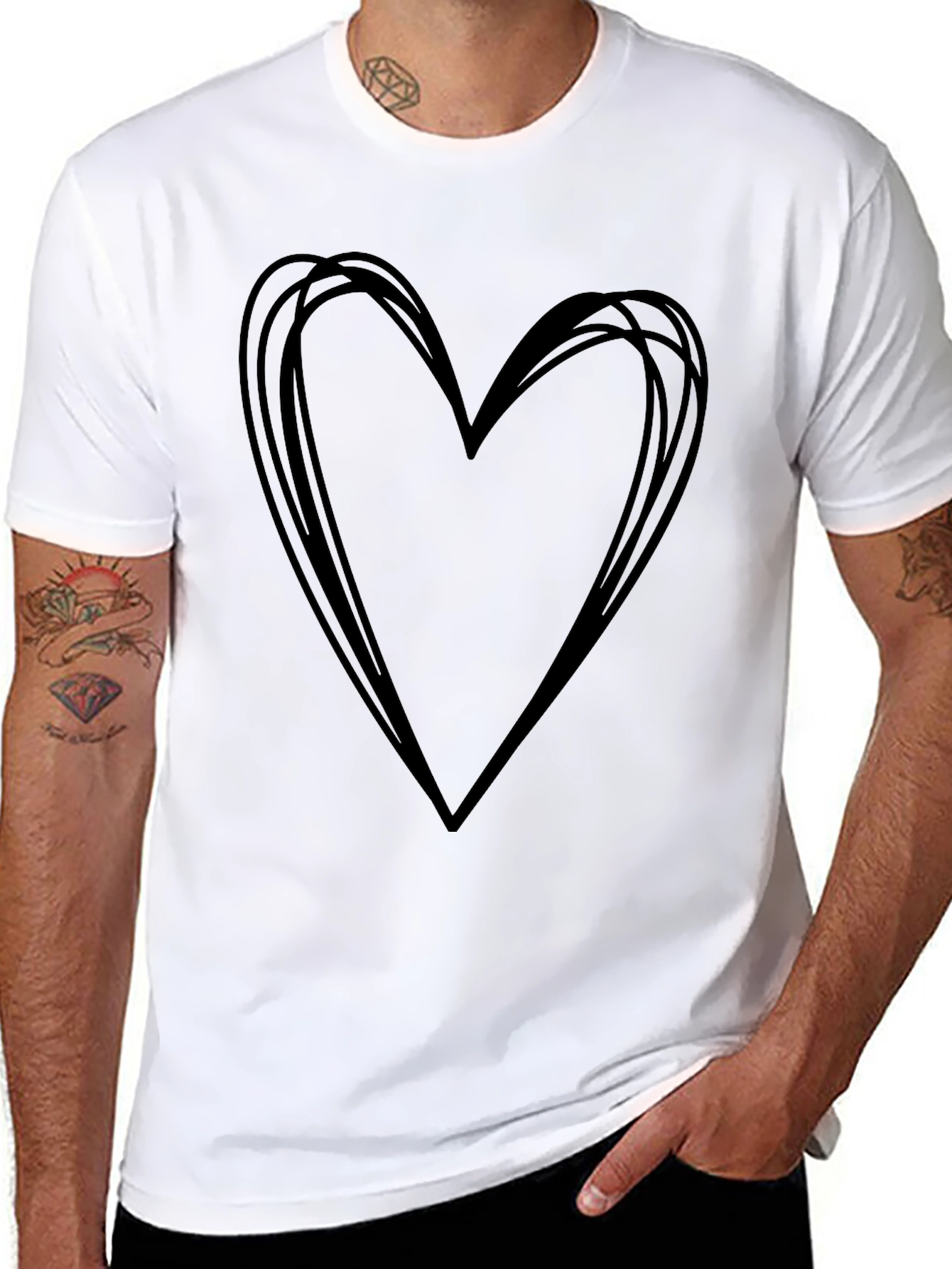 Heart Scribble Graphic Tee - Stylish Casual Top