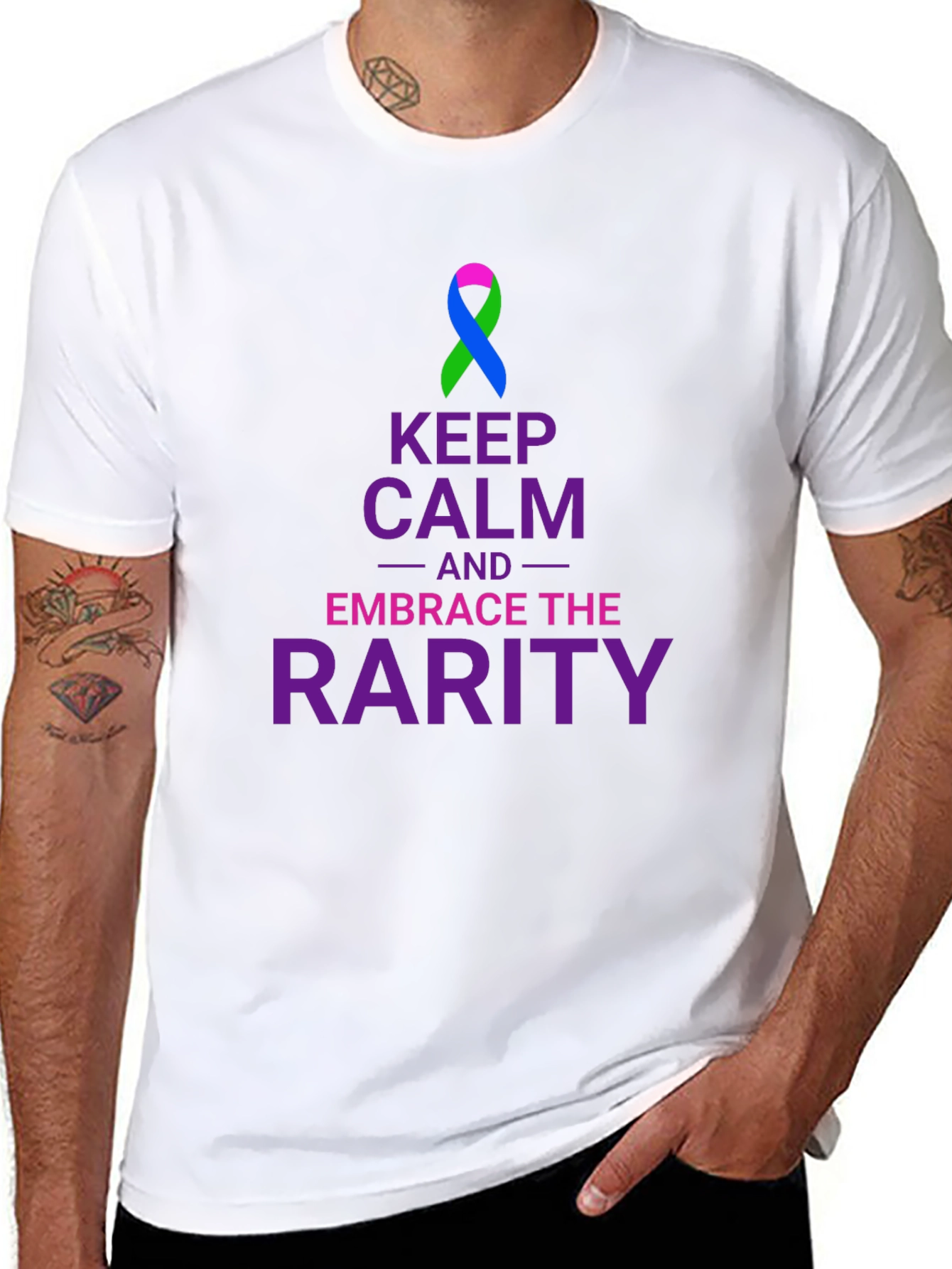 Keep Calm Embrace Rarity T-Shirt Awareness Ribbon