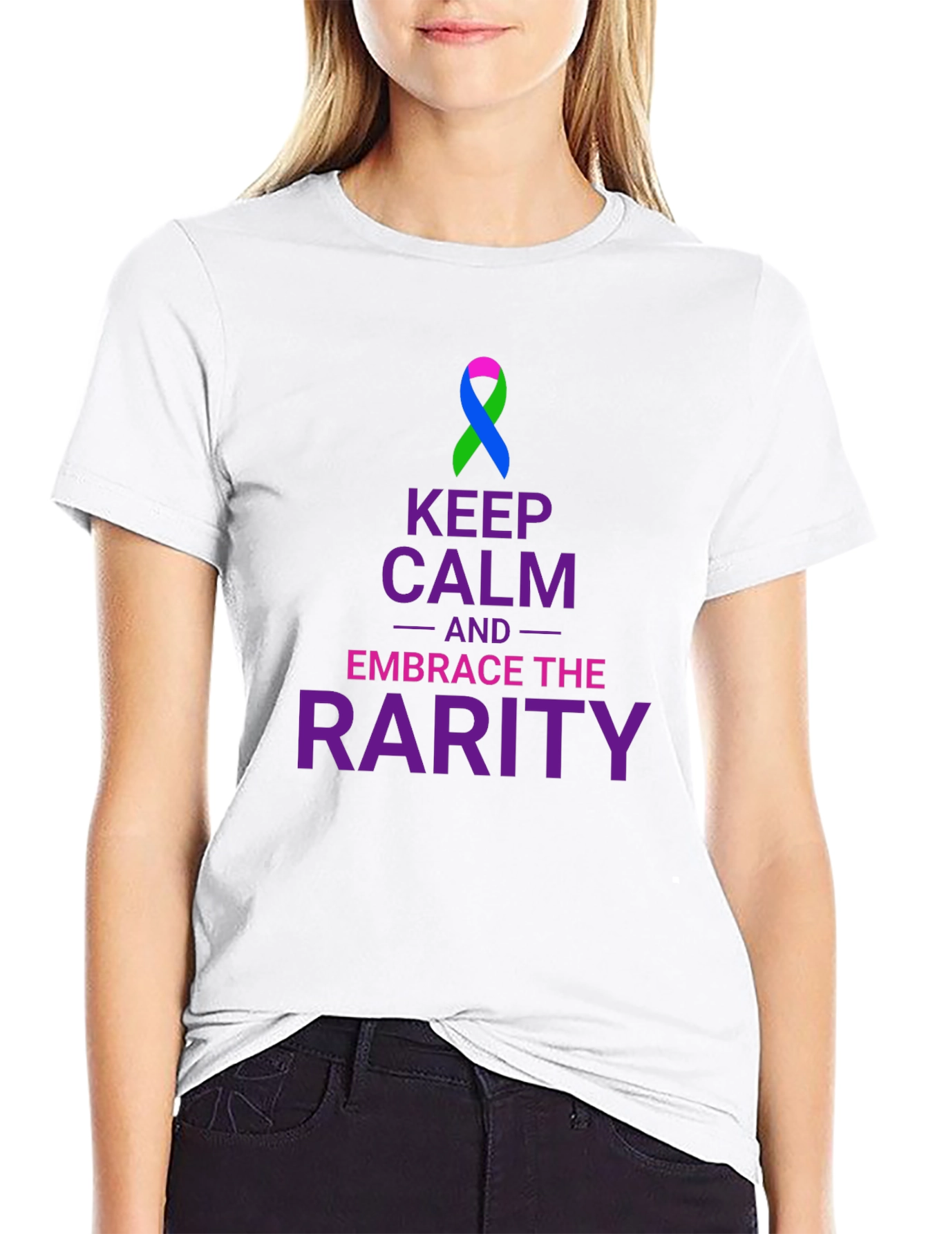 Keep Calm Embrace Rarity T-Shirt Awareness Ribbon