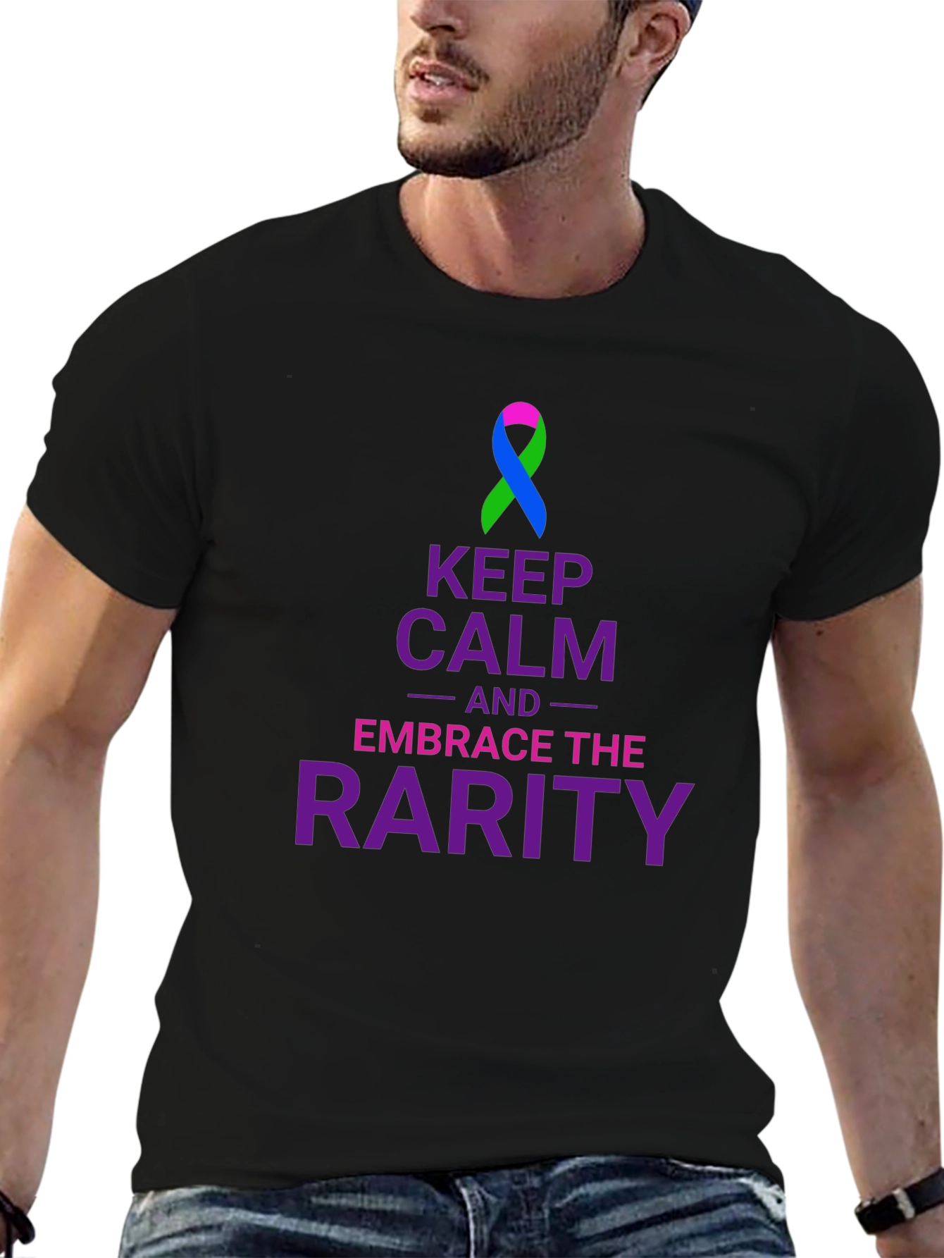 Keep Calm Embrace Rarity T-Shirt Awareness Ribbon