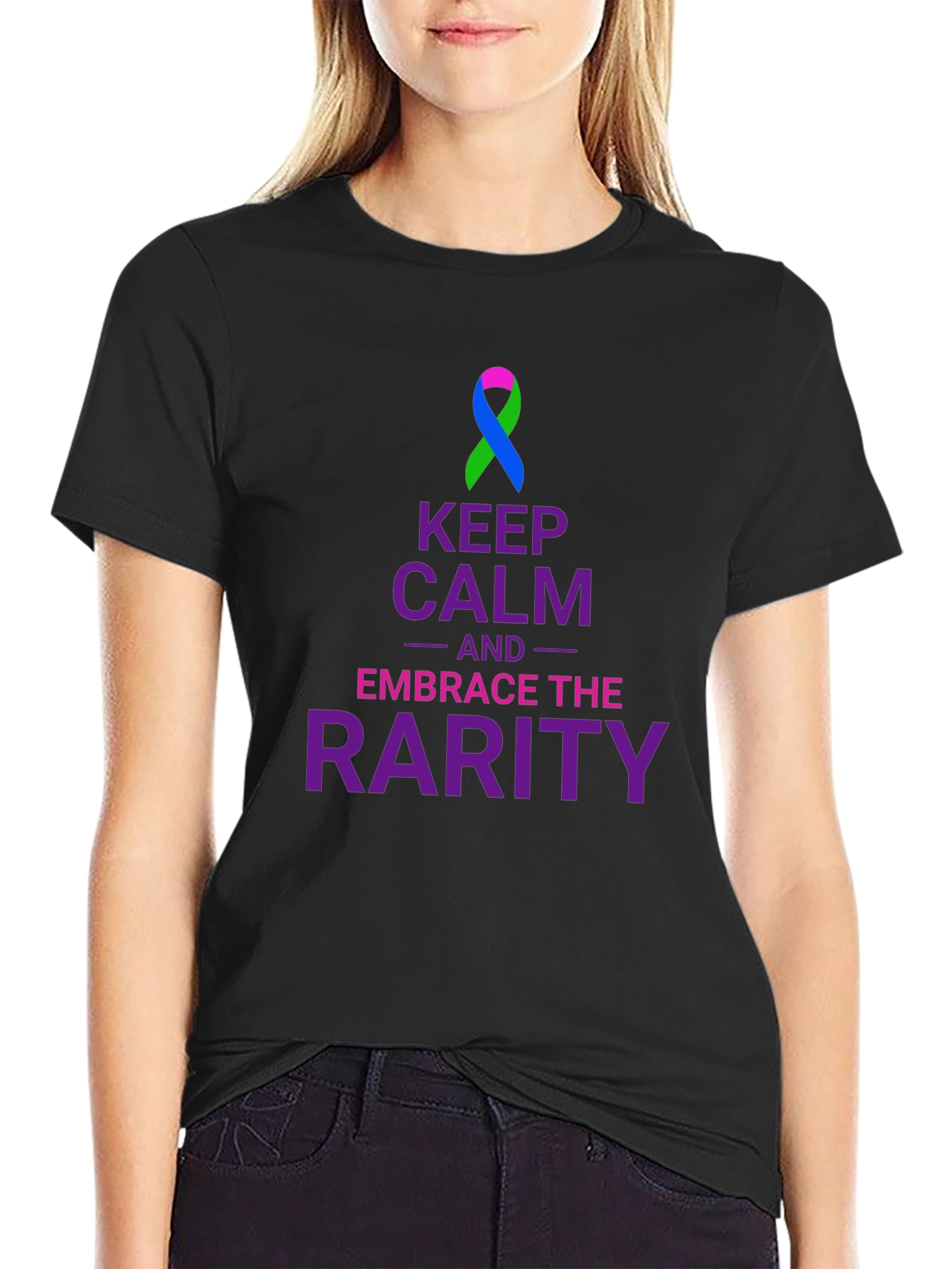 Keep Calm Embrace Rarity T-Shirt Awareness Ribbon