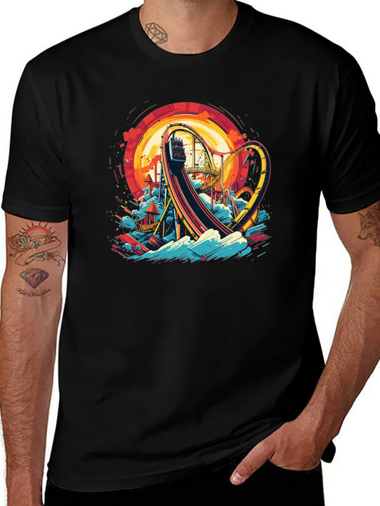 Roller Coaster Graphic Tee - Thrill Ride Design
