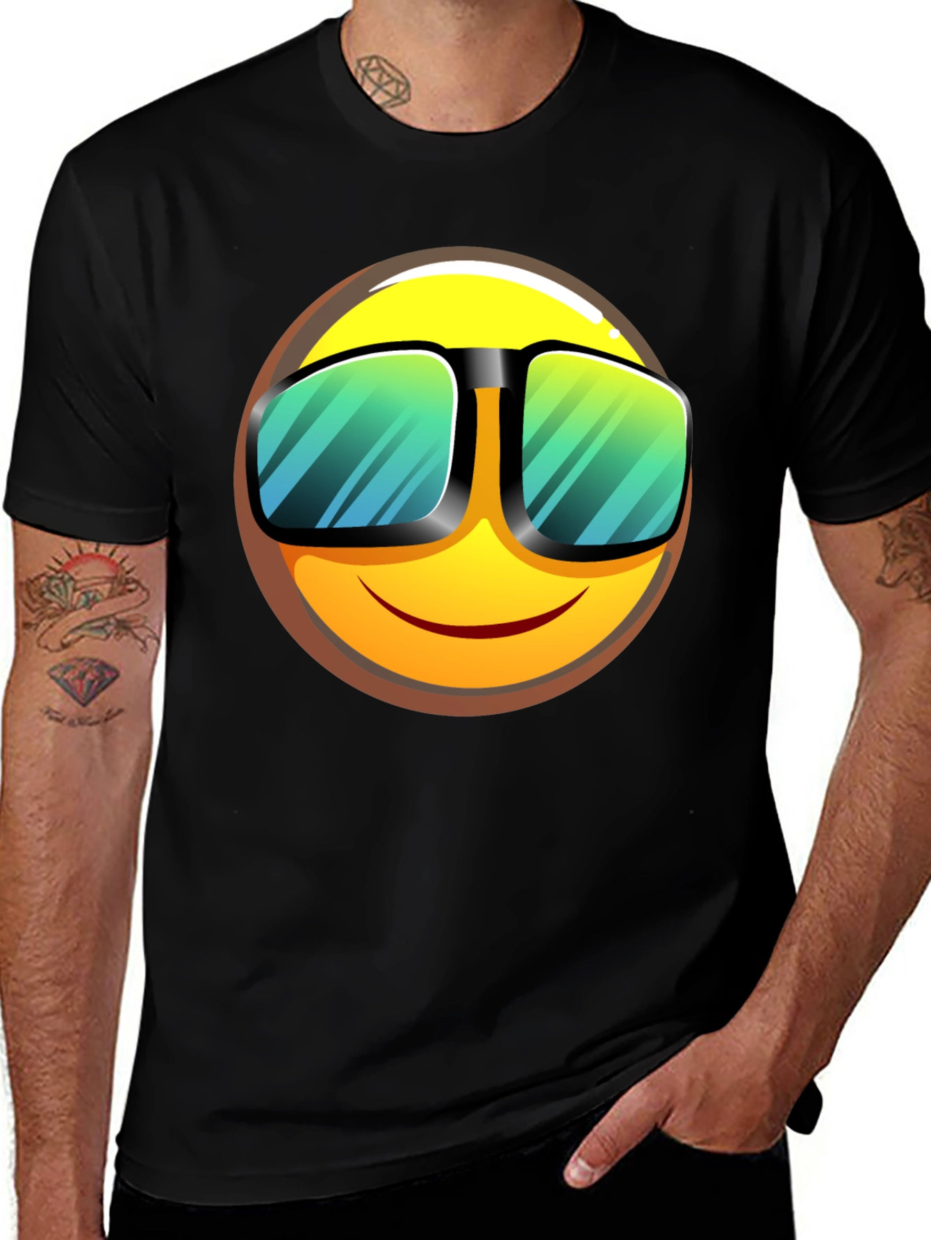 Cool Emoji Graphic T-Shirt - Black