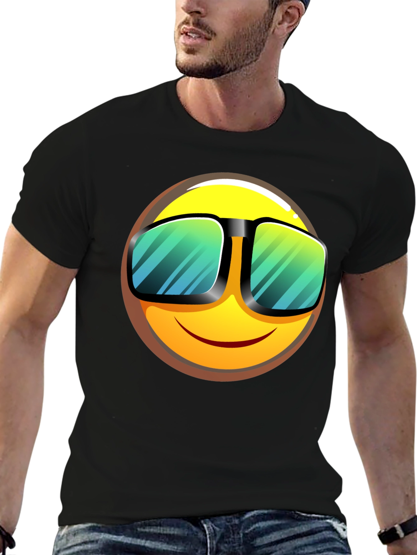 Cool Emoji Graphic T-Shirt - Black