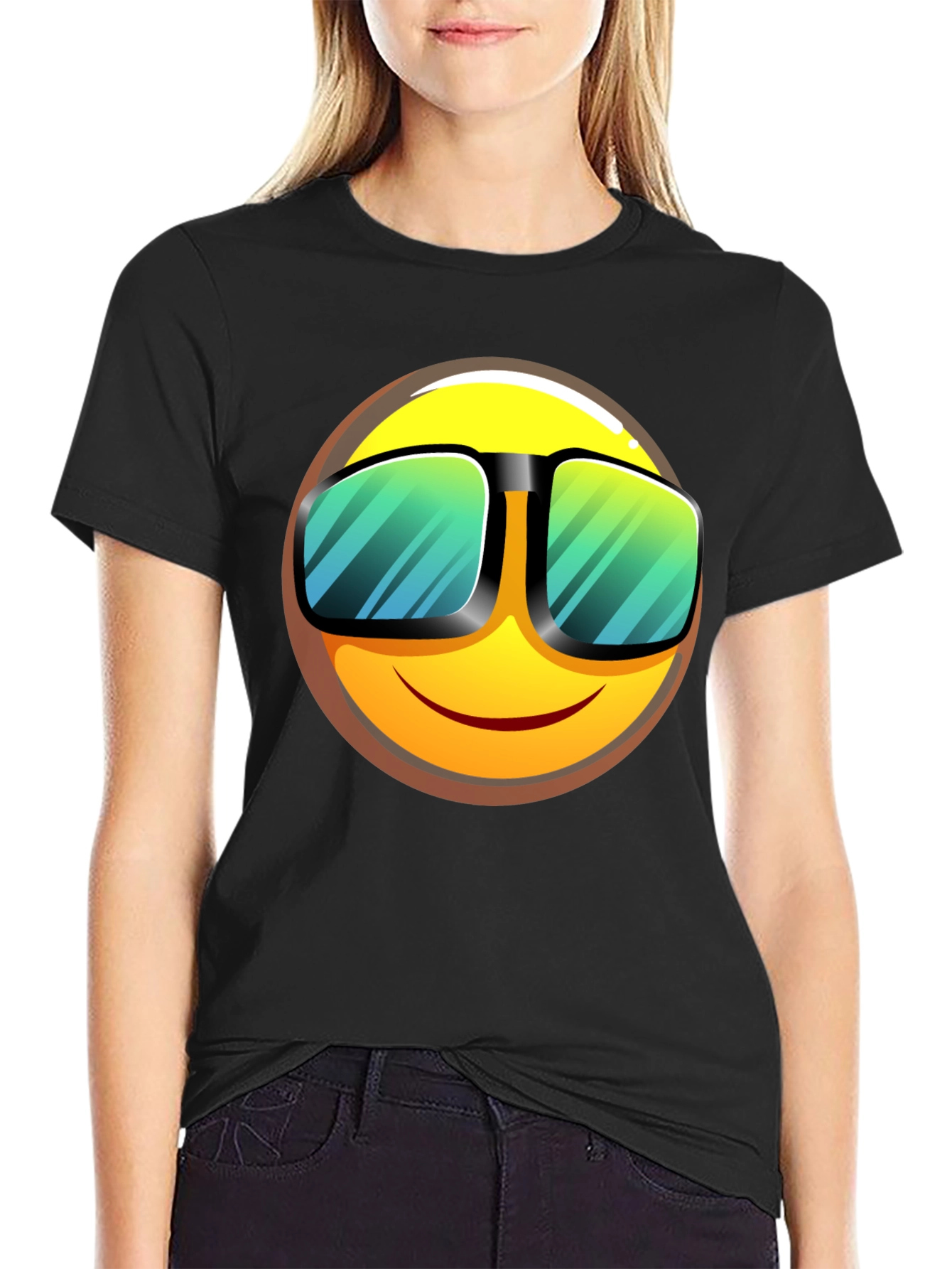 Cool Emoji Graphic T-Shirt - Black