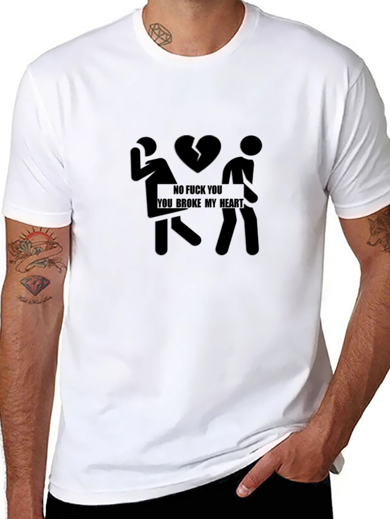 Broken Heart Graphic T-Shirt - Mens Black Tee