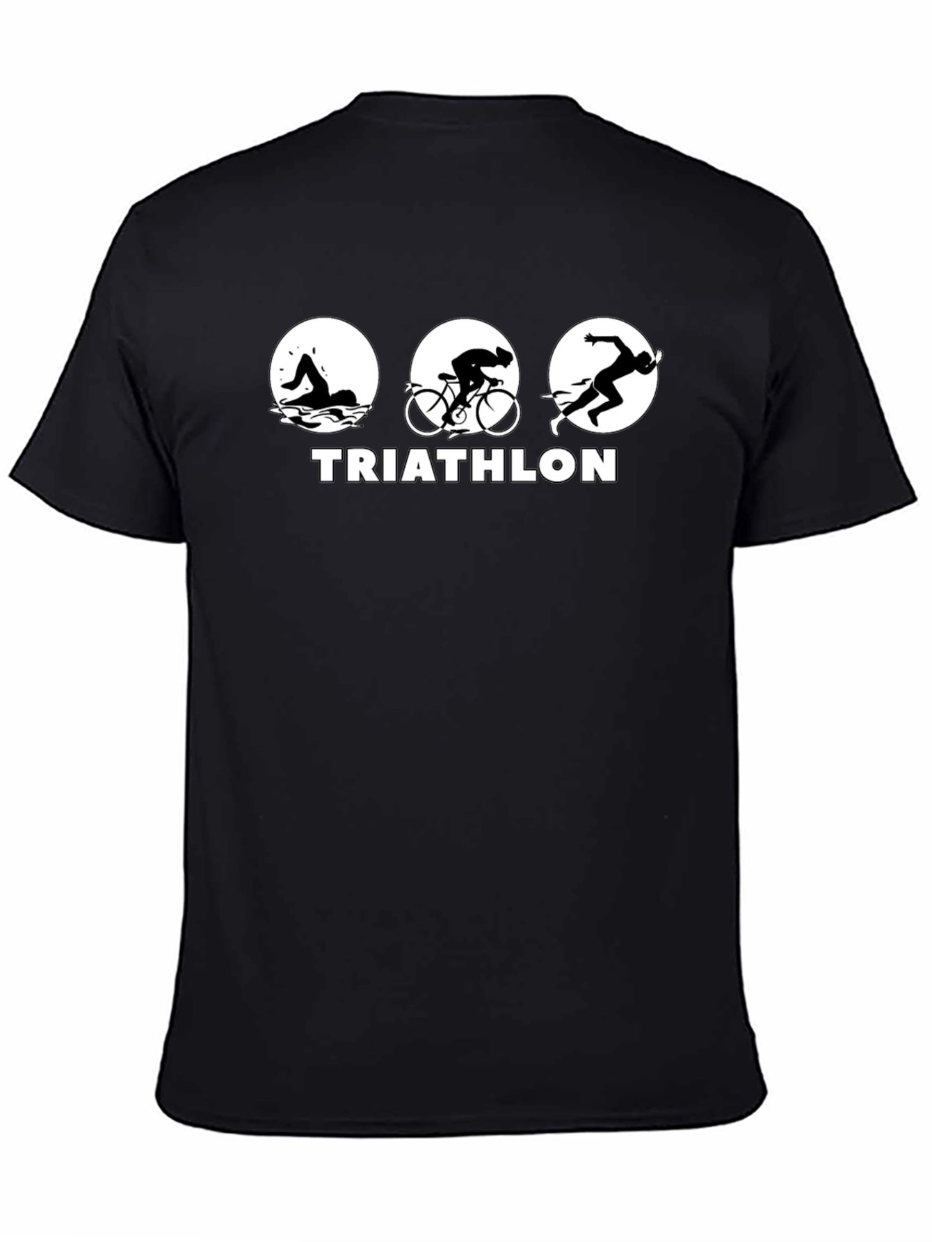 Triathlon Black T-Shirt - Swim Bike Run