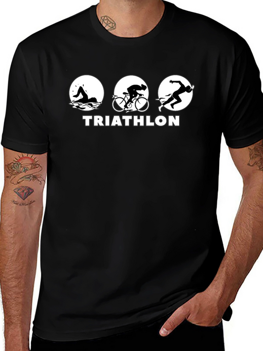 Triathlon Black T-Shirt - Swim Bike Run